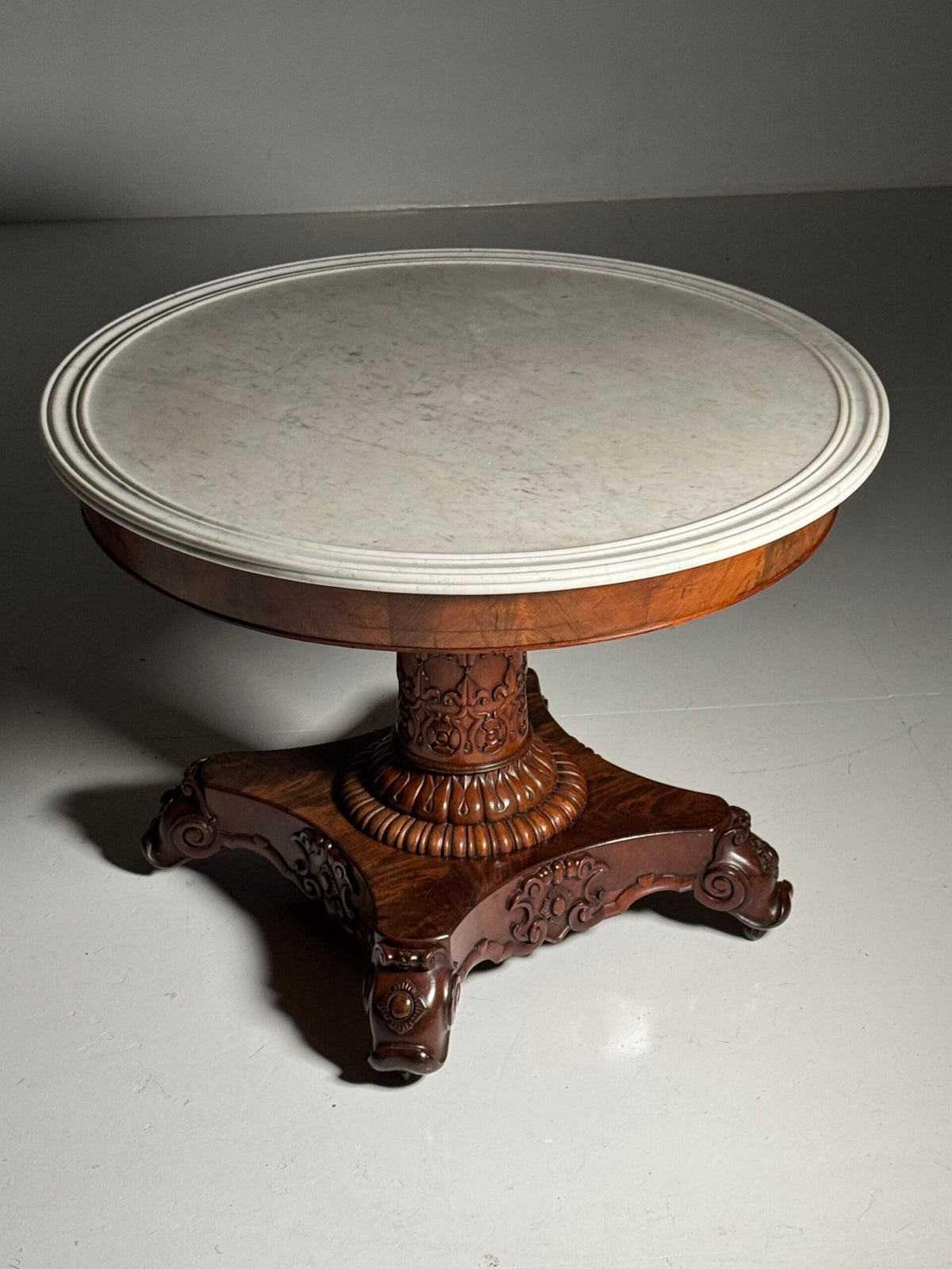 Mid 19th Century Center Table with Carrara Marble Top, photo 21