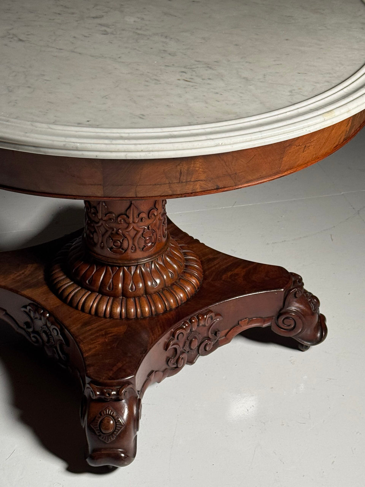Mid 19th Century Center Table with Carrara Marble Top, photo 22