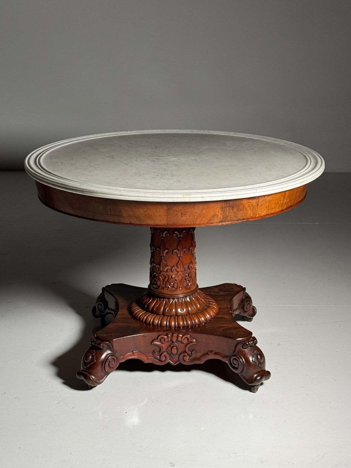 Mid 19th Century Center Table with Carrara Marble Top, photo 25