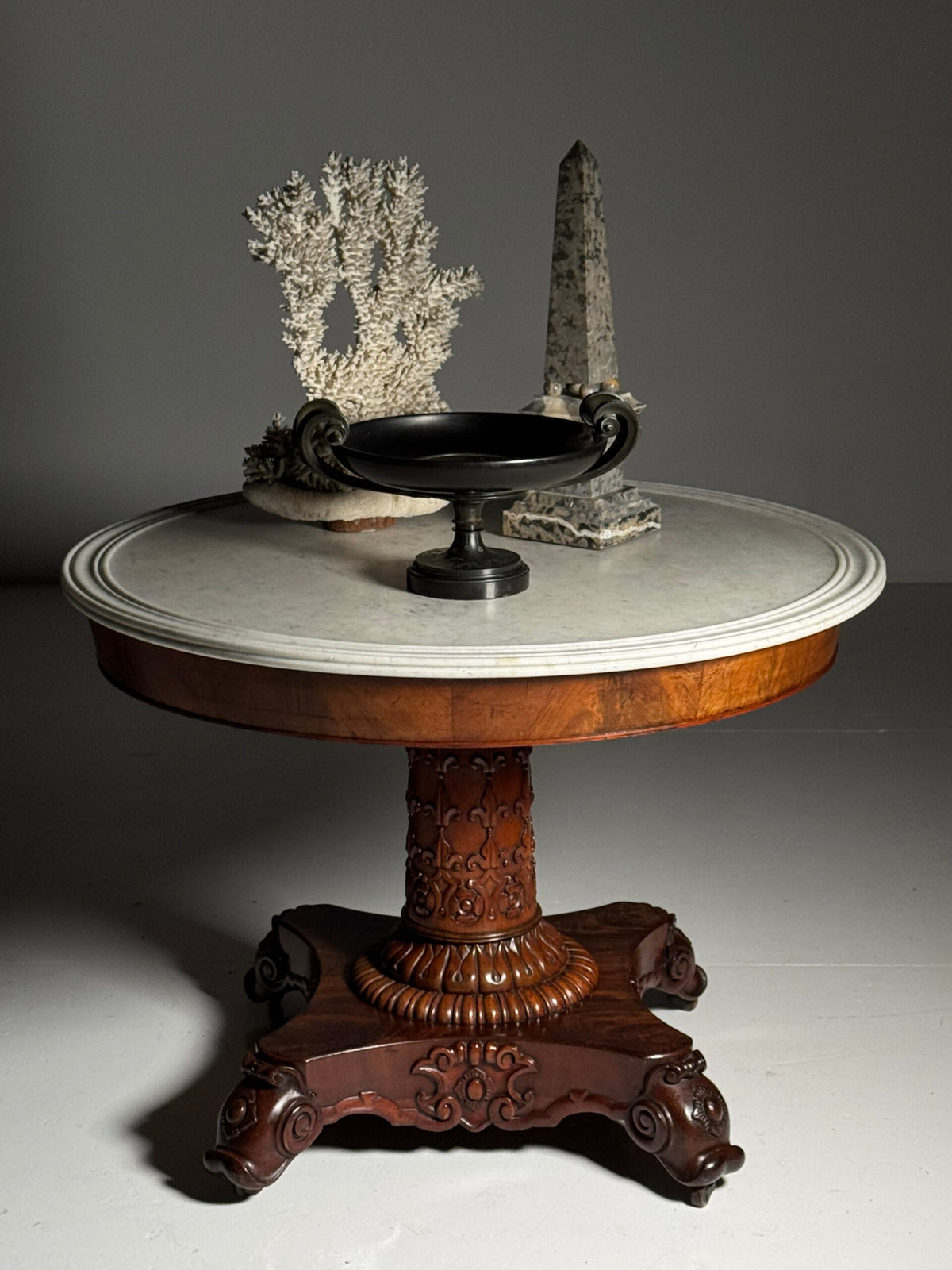 Mid 19th Century Center Table with Carrara Marble Top, photo 23