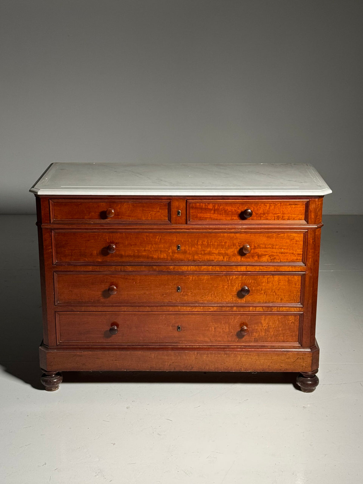 Louis Philippe Style Mahogany Commode with White Marble Top, photo 18
