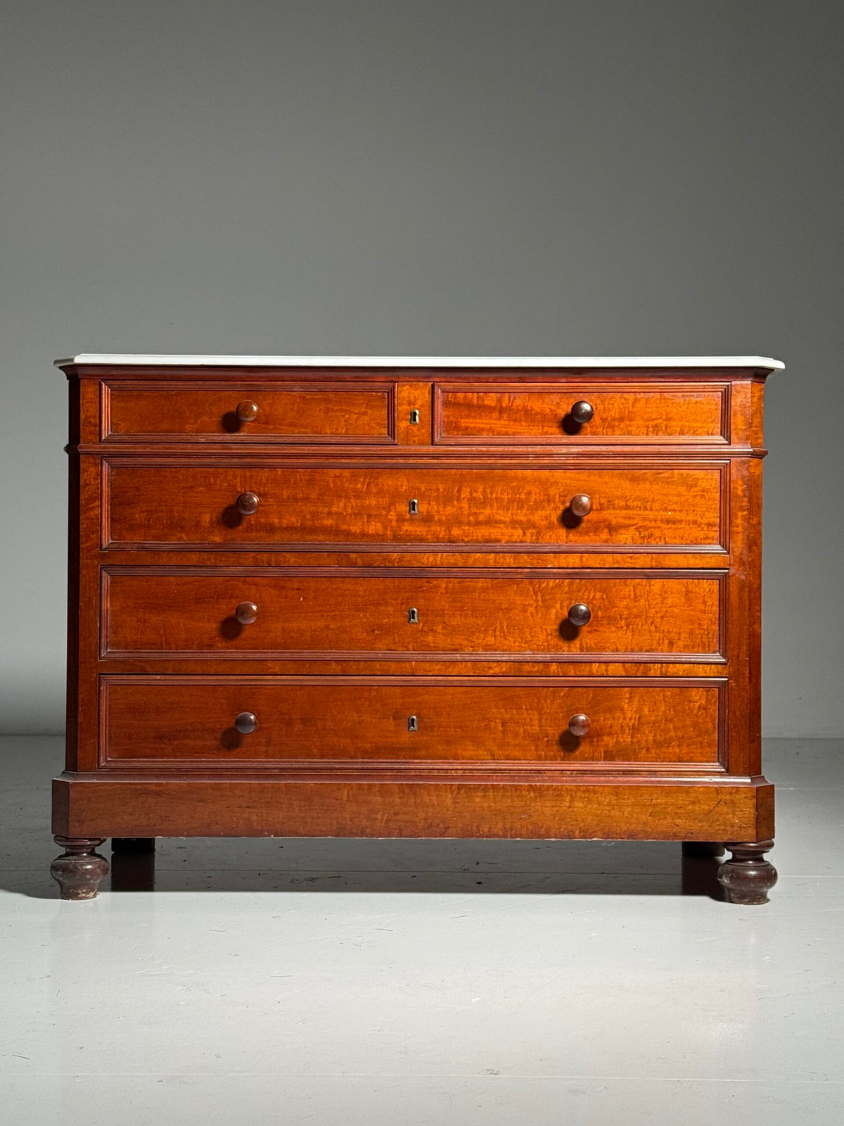 Louis Philippe Style Mahogany Commode with White Marble Top, photo 1