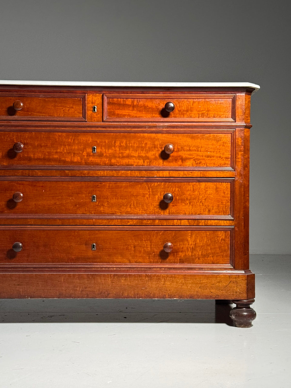 Louis Philippe Style Mahogany Commode with White Marble Top, photo 17