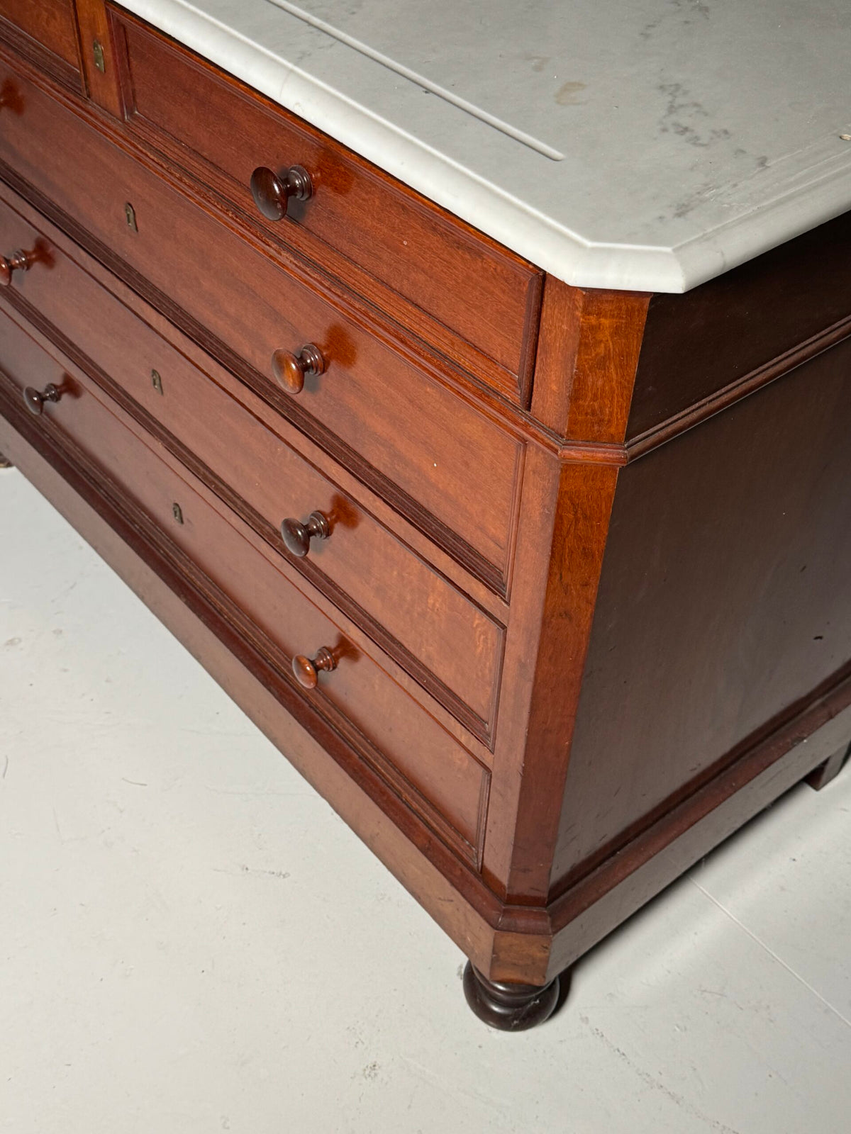 Louis Philippe Style Mahogany Commode with White Marble Top, photo 14