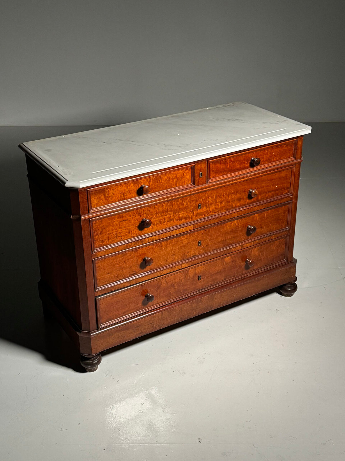 Louis Philippe Style Mahogany Commode with White Marble Top, photo 5
