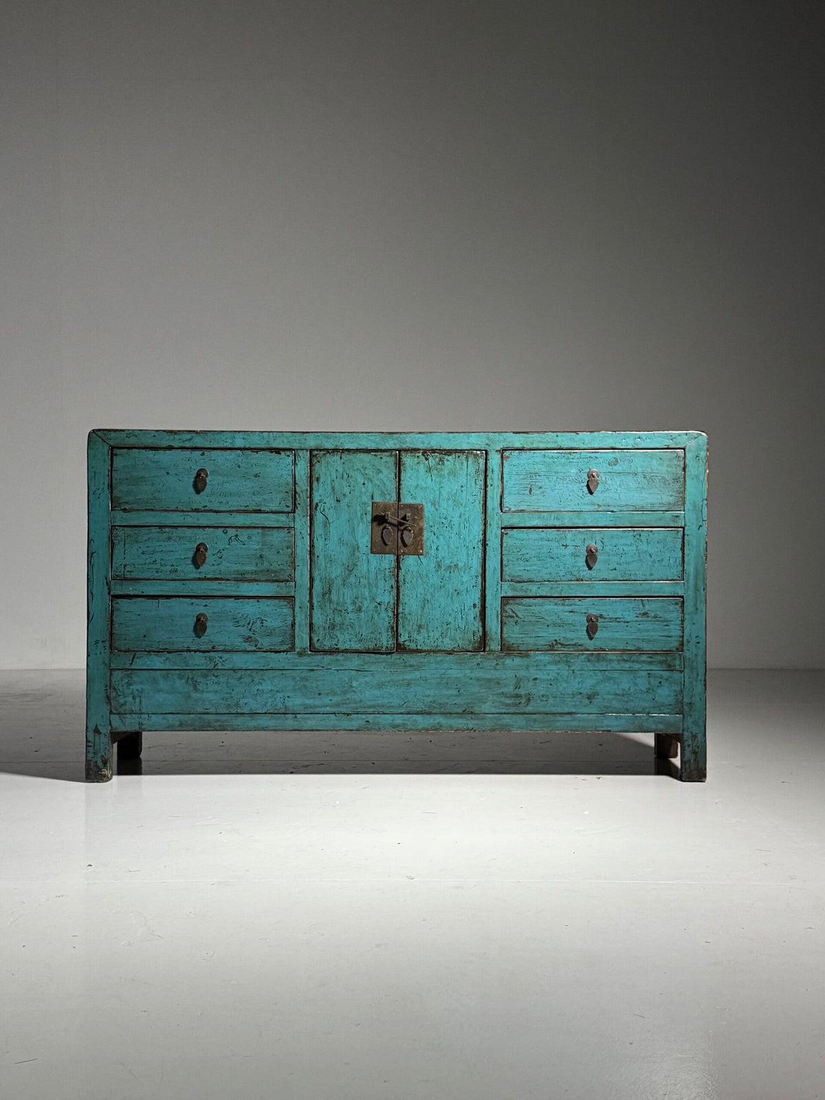 Blue Lacquered Asian Sideboard, Late 20th Century, photo 2