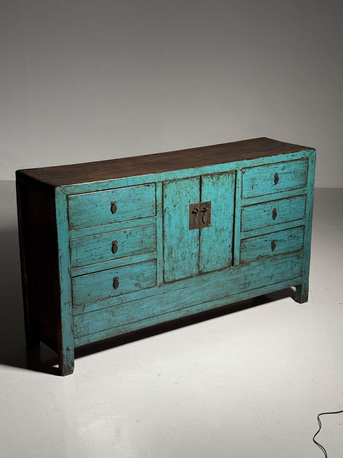 Blue Lacquered Asian Sideboard, Late 20th Century, photo 16