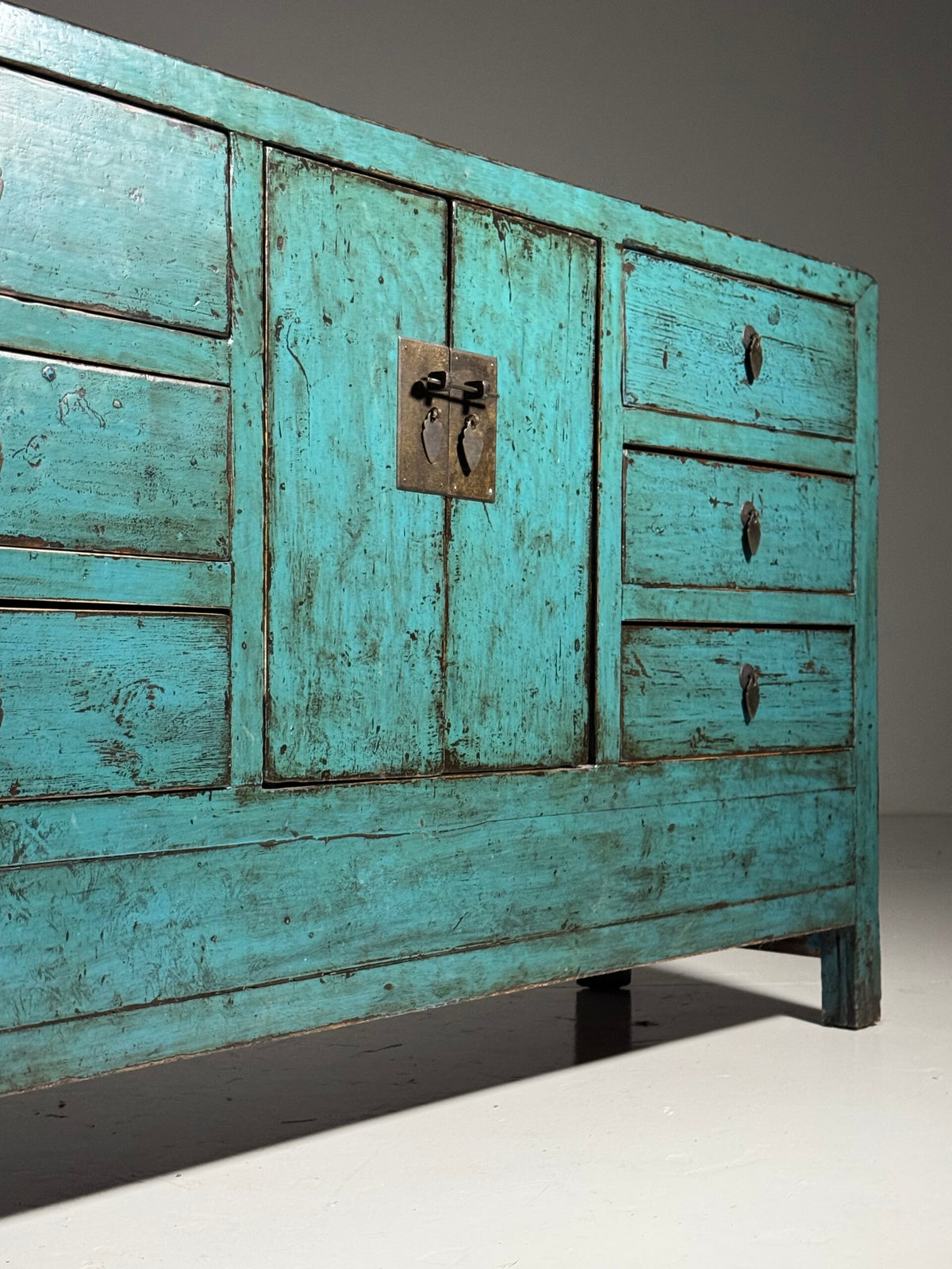 Blue Lacquered Asian Sideboard, Late 20th Century, photo 18