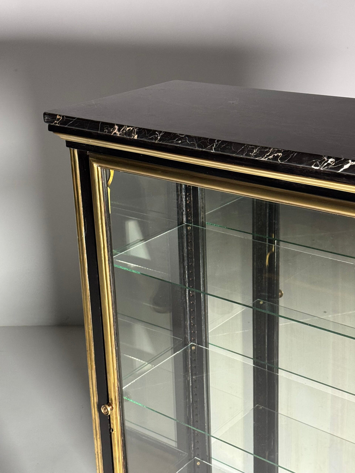 French Napoleon III Ebonised Display Cabinet with Brass Trim, photo 3