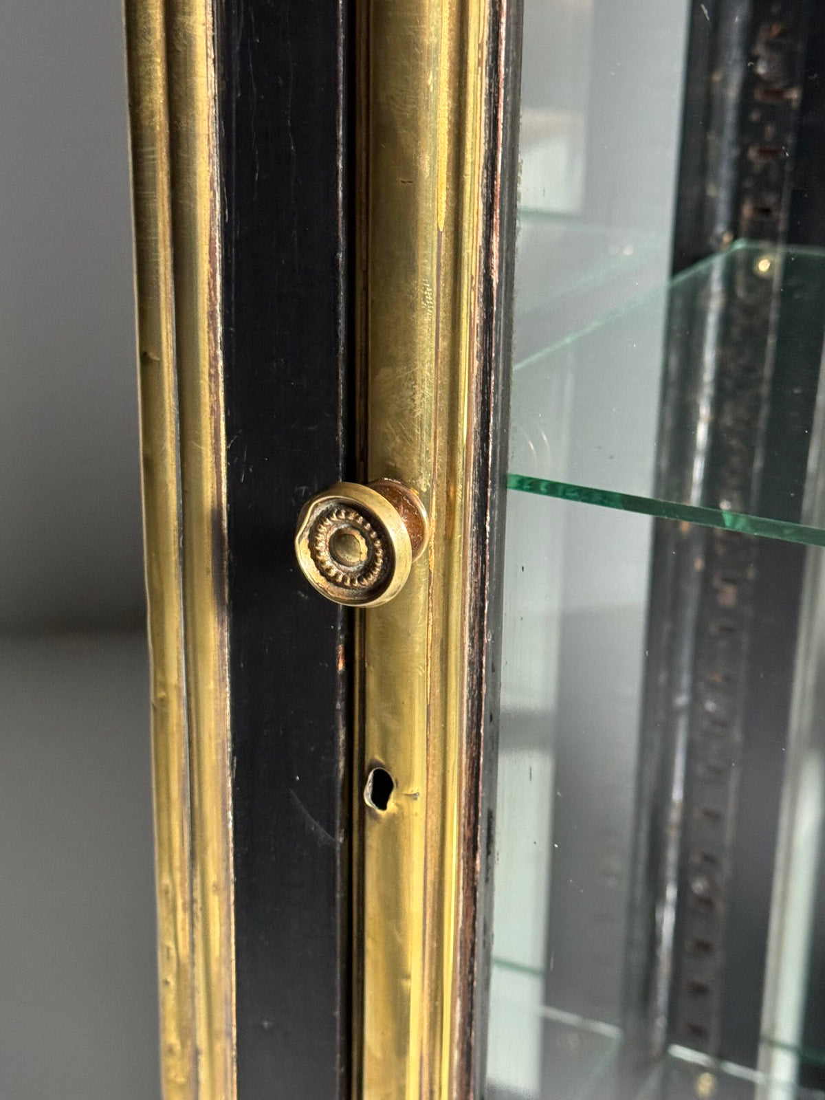 French Napoleon III Ebonised Display Cabinet with Brass Trim, photo 4