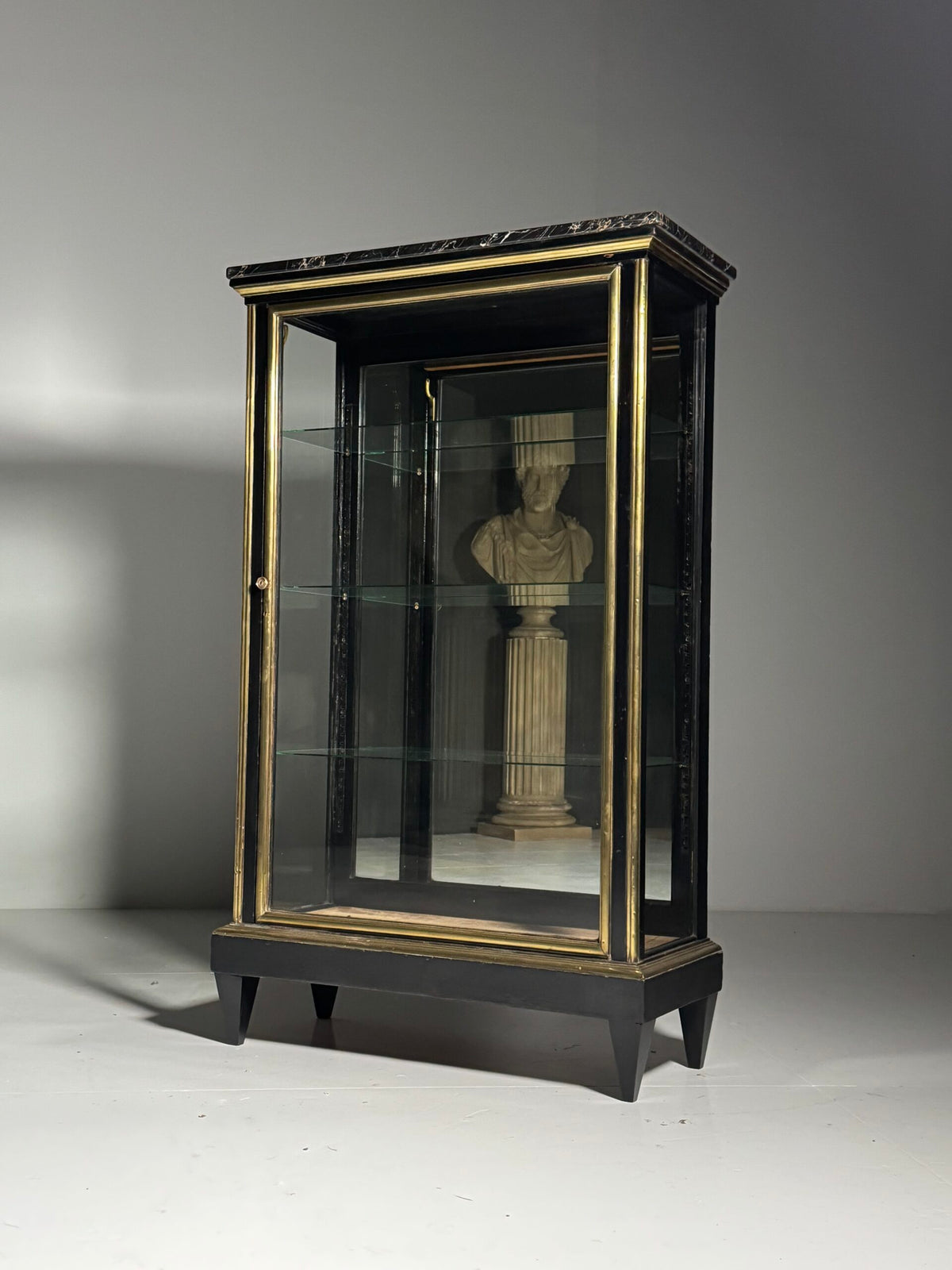 French Napoleon III Ebonised Display Cabinet with Brass Trim, photo 10