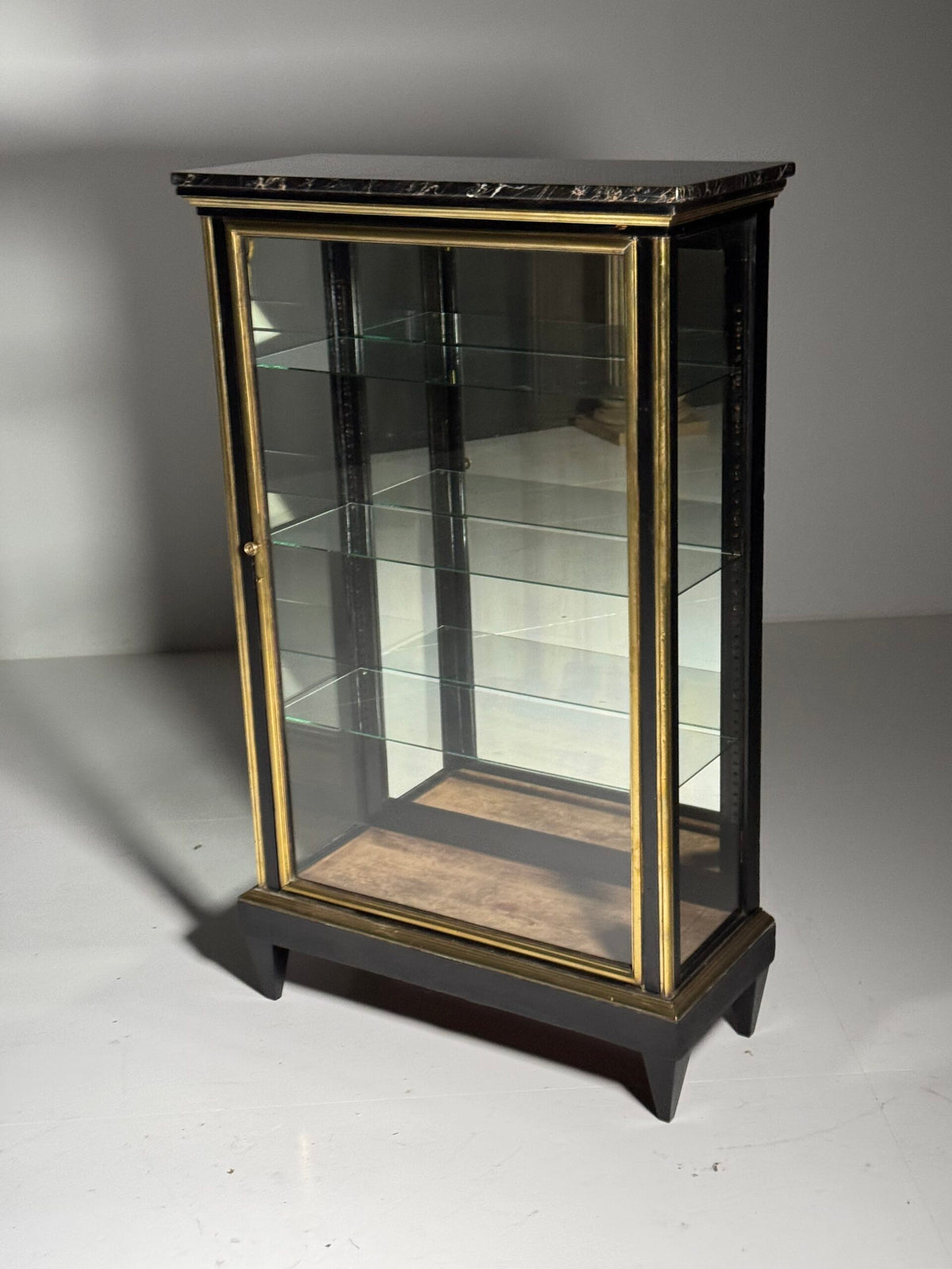 French Napoleon III Ebonised Display Cabinet with Brass Trim, photo 12