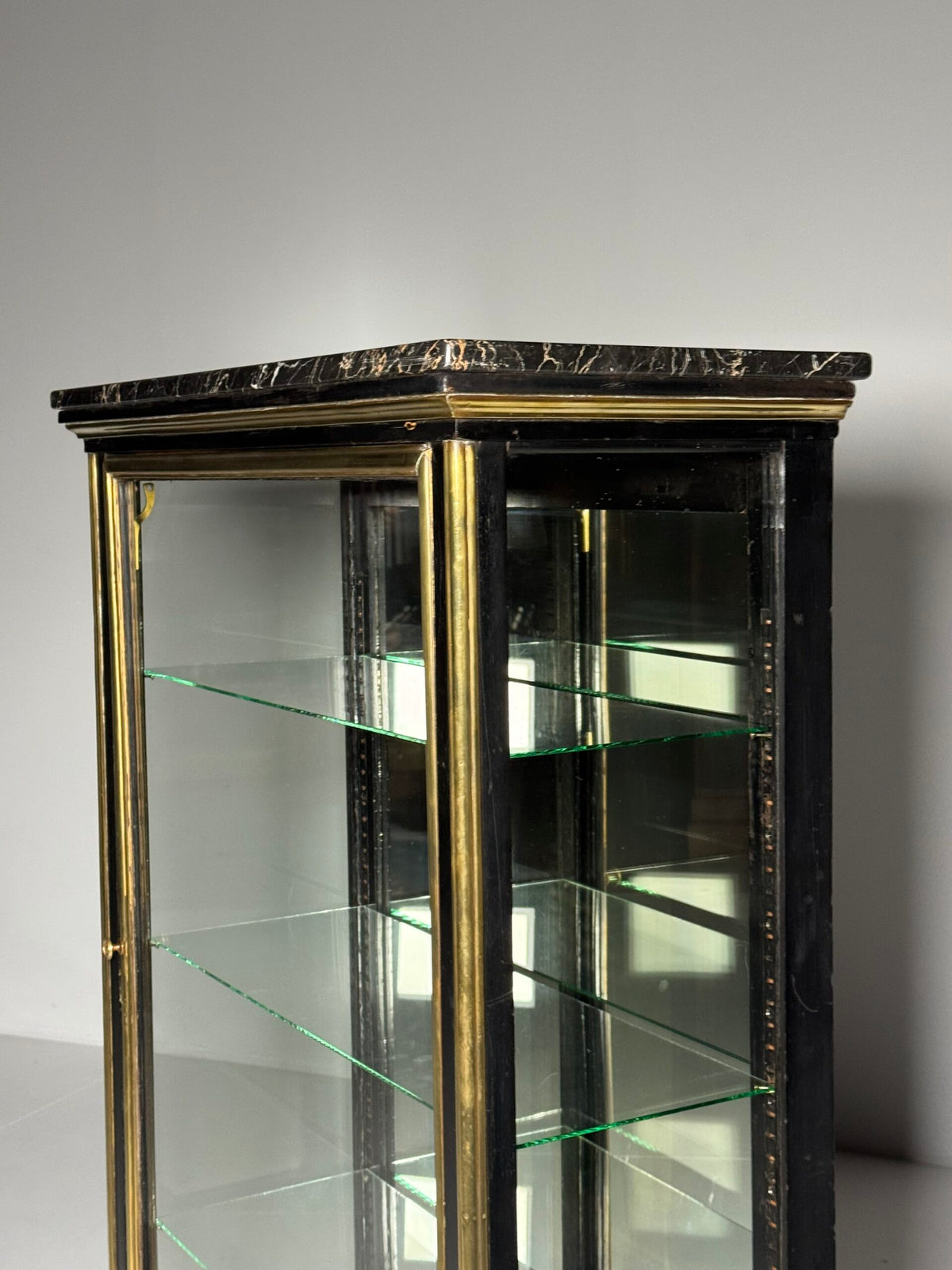 French Napoleon III Ebonised Display Cabinet with Brass Trim, photo 13