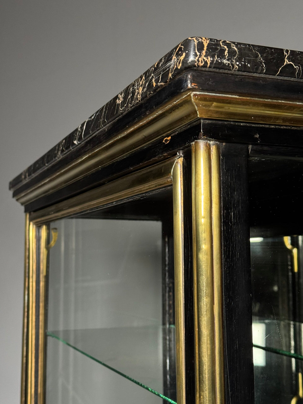 French Napoleon III Ebonised Display Cabinet with Brass Trim, photo 15