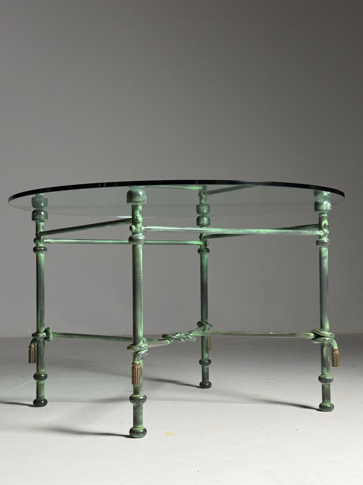 Vintage Rope Center Table with Tassels and Glass Top, 1980 to 1990, photo 14