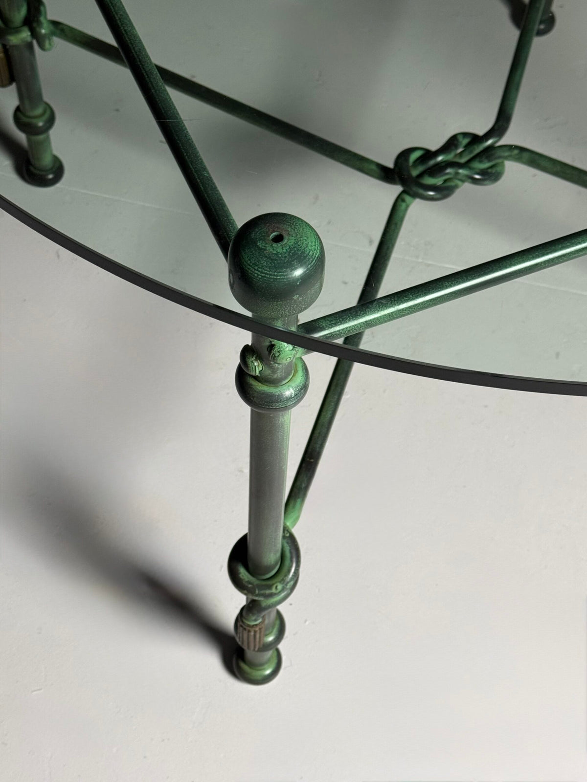 Vintage Rope Center Table with Tassels and Glass Top, 1980 to 1990, photo 2