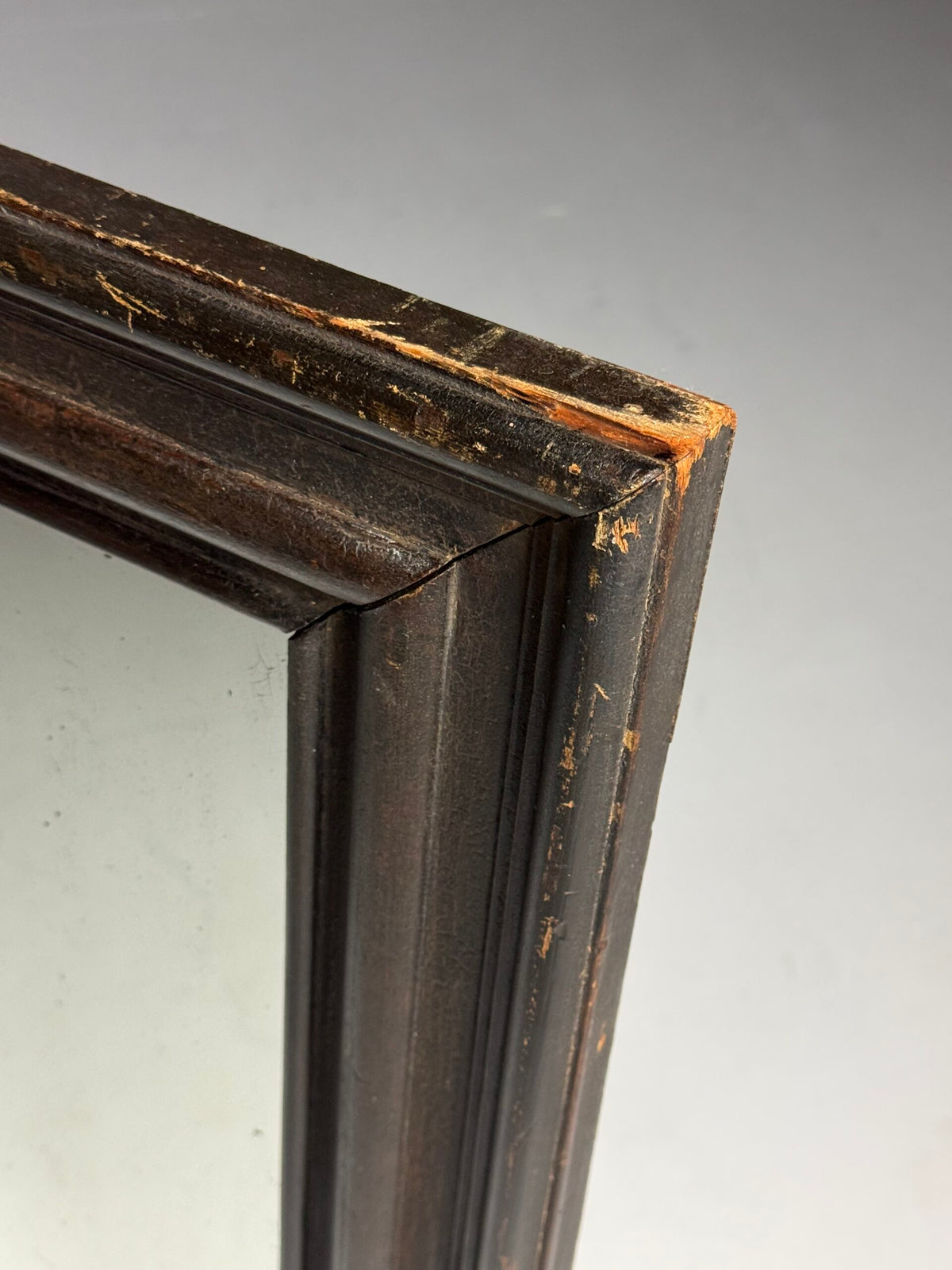 Antique Mirror with Dark Solid Pine Frame, c. 1900 to 1930, photo 4