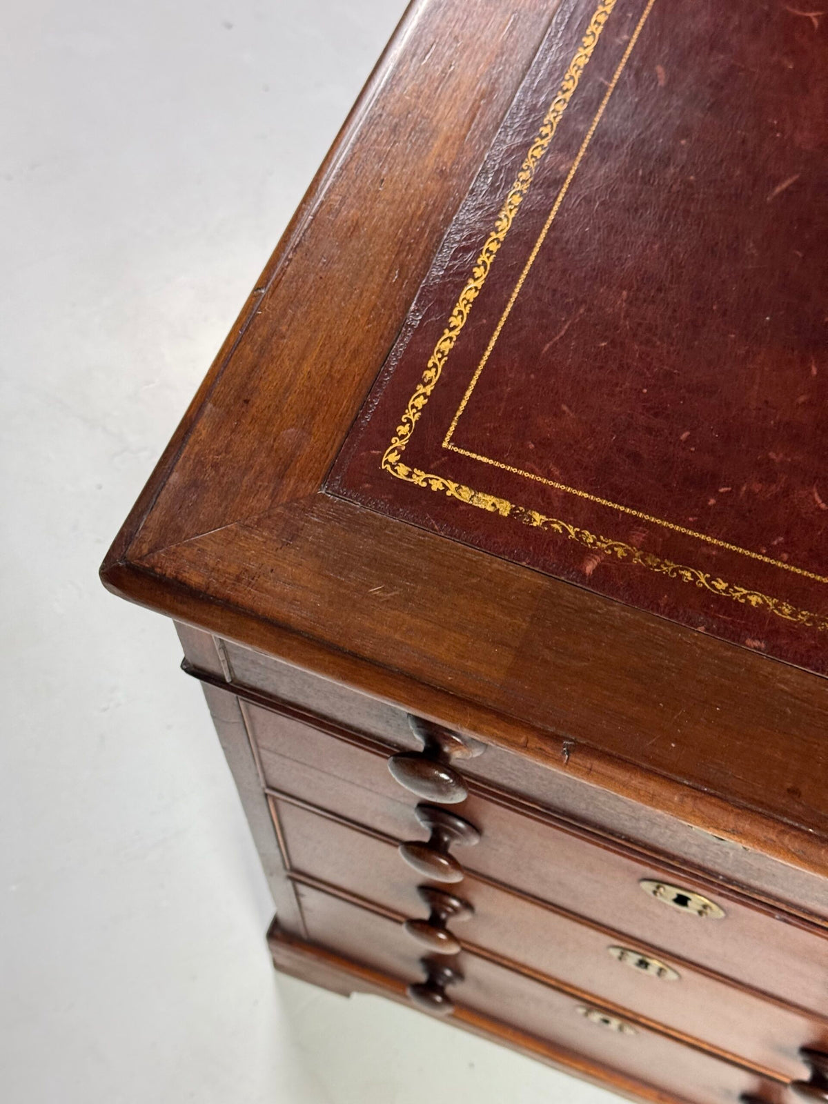 English Mahogany Partners Desk with Red Leather Top, c. 1870 to 1890, photo 5