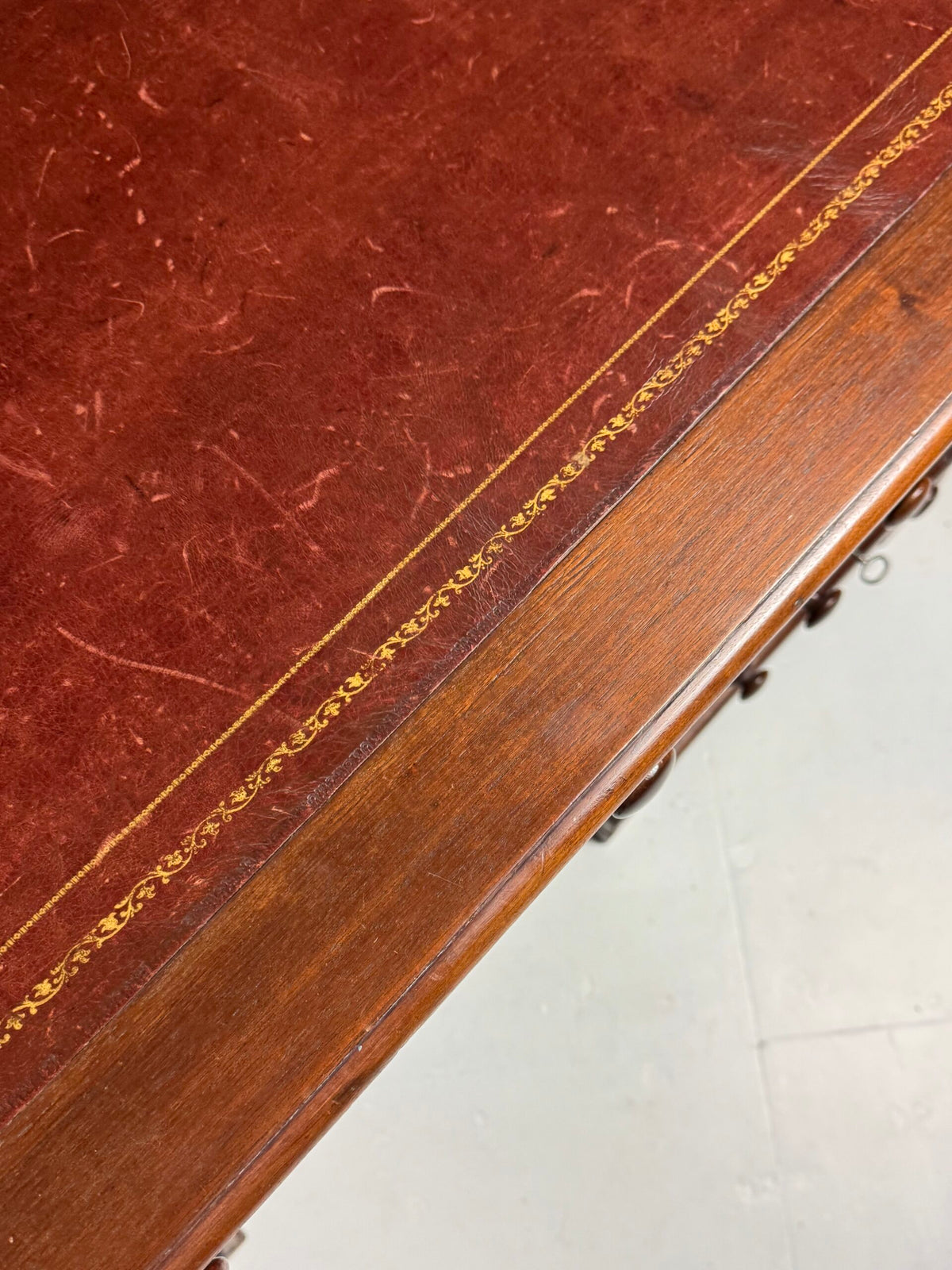 English Mahogany Partners Desk with Red Leather Top, c. 1870 to 1890, photo 15