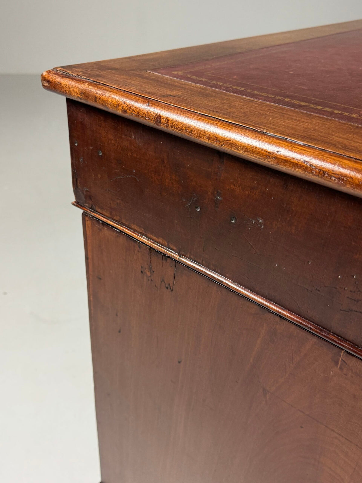 English Mahogany Partners Desk with Red Leather Top, c. 1870 to 1890, photo 14