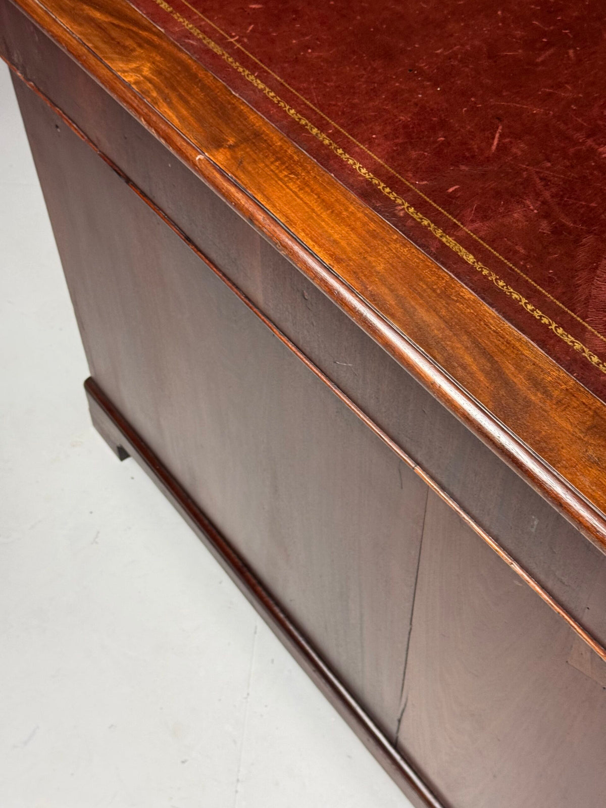 English Mahogany Partners Desk with Red Leather Top, c. 1870 to 1890, photo 17