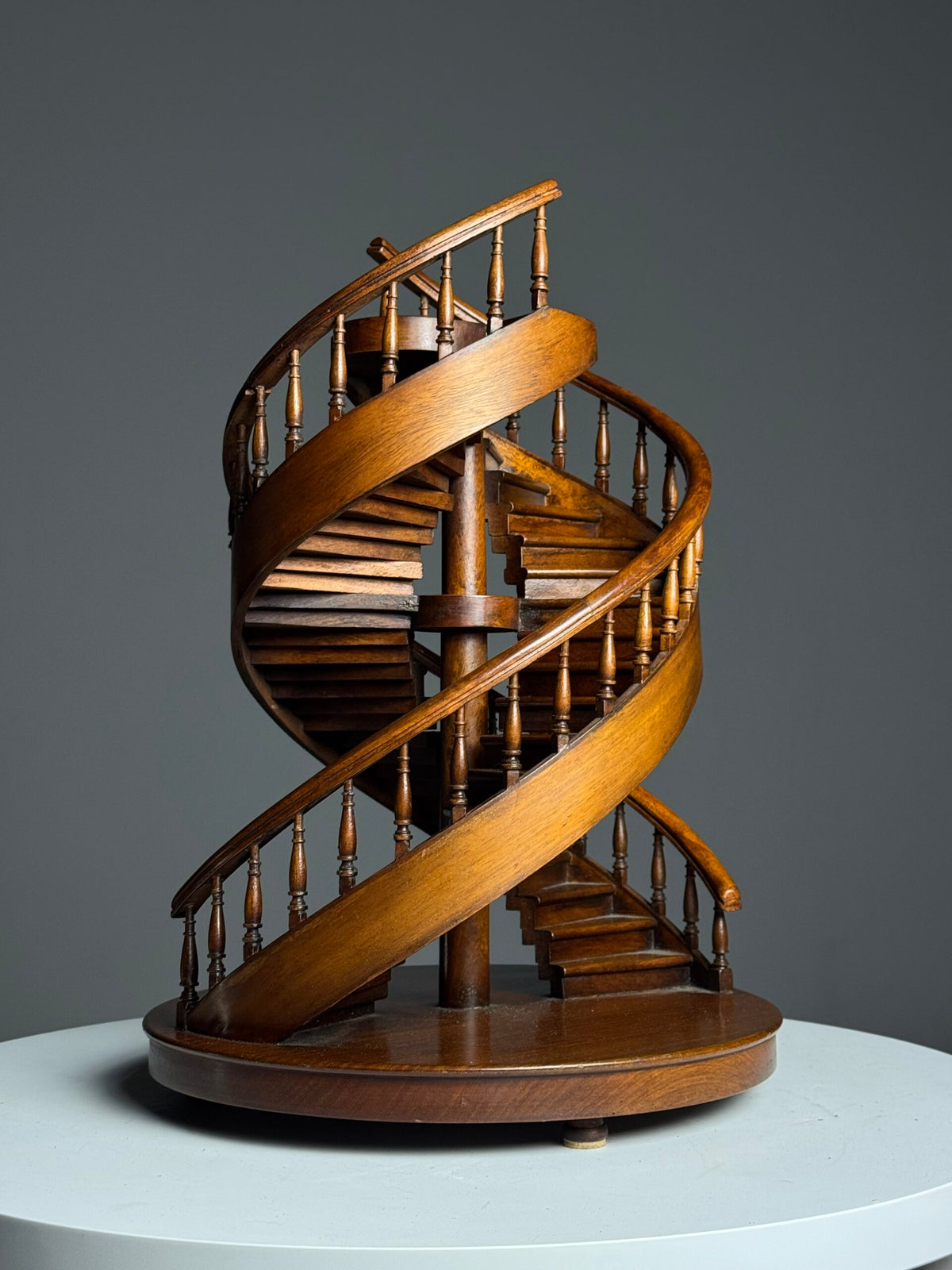 Mid 20th Century Mahogany Double Spiral Staircase Model, photo 17