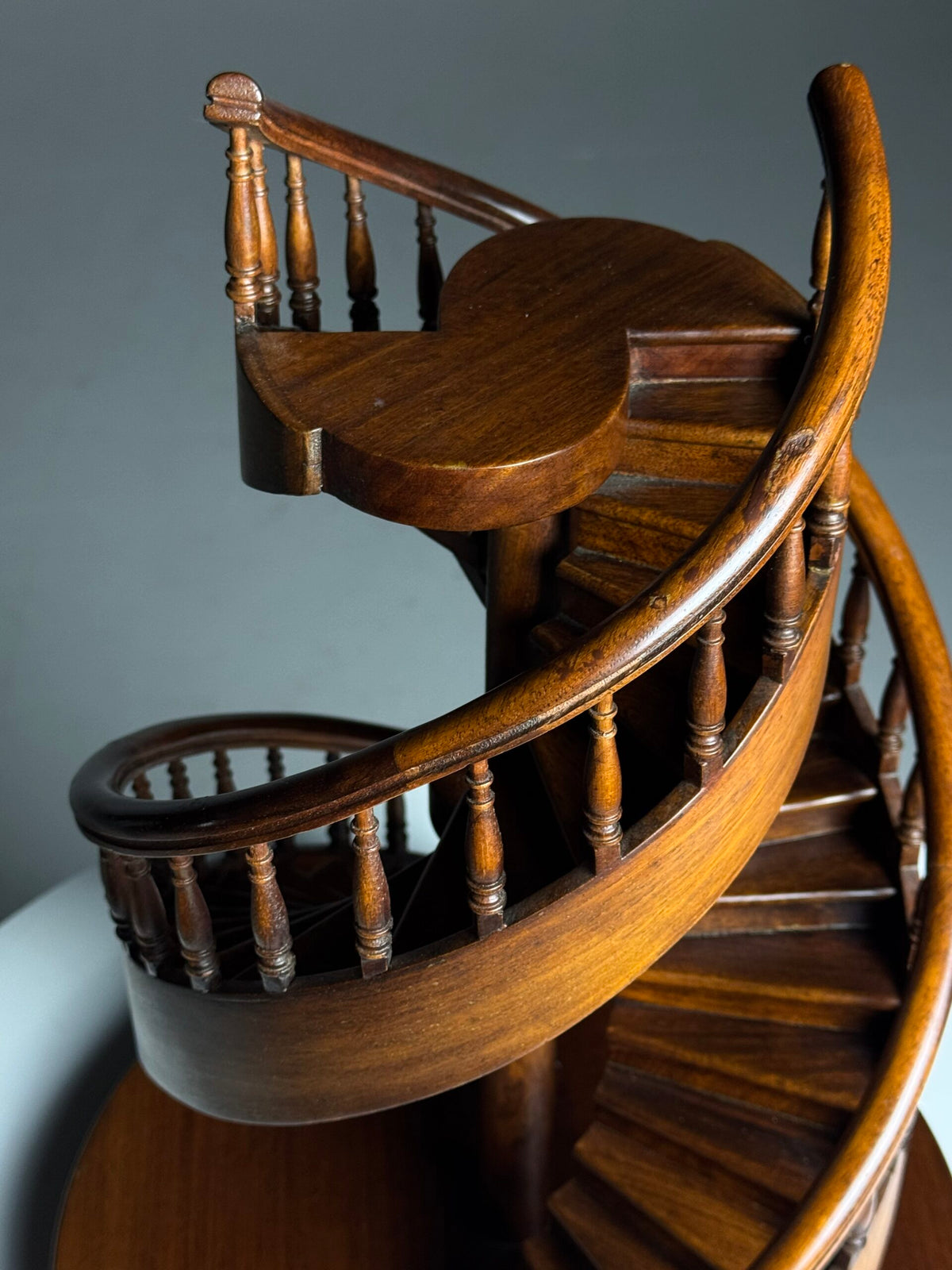 Mid 20th Century Mahogany Double Spiral Staircase Model, photo 8