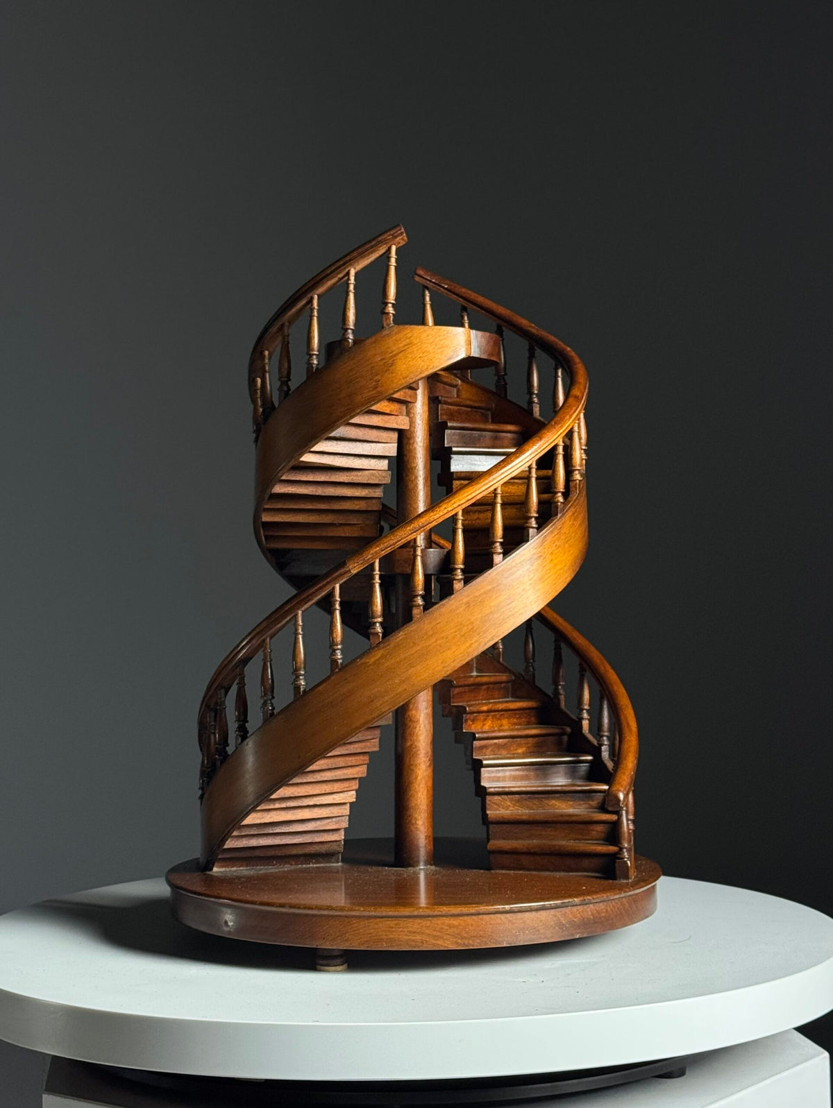 Mid 20th Century Mahogany Double Spiral Staircase Model, photo 1