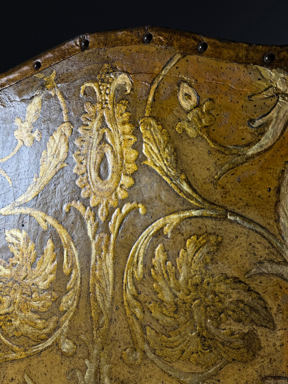 19th Century French Yellow Leather Folding Screen, photo 12