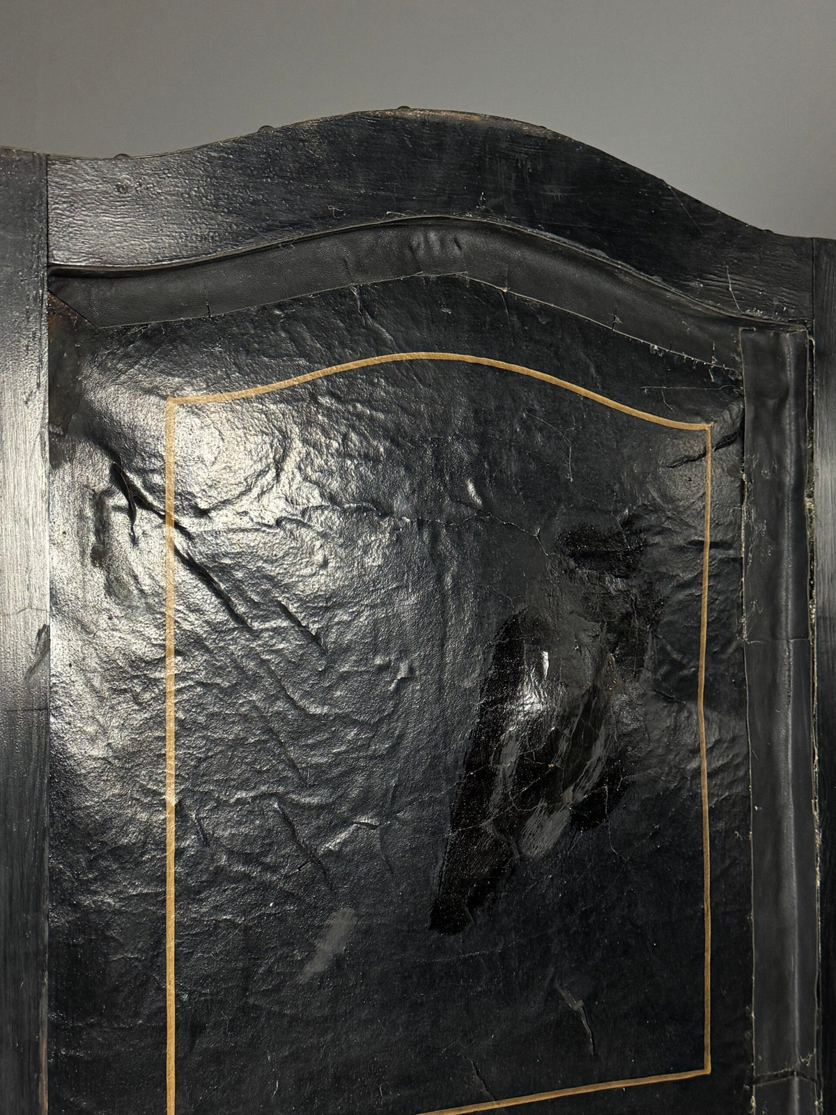 19th Century French Yellow Leather Folding Screen, photo 23