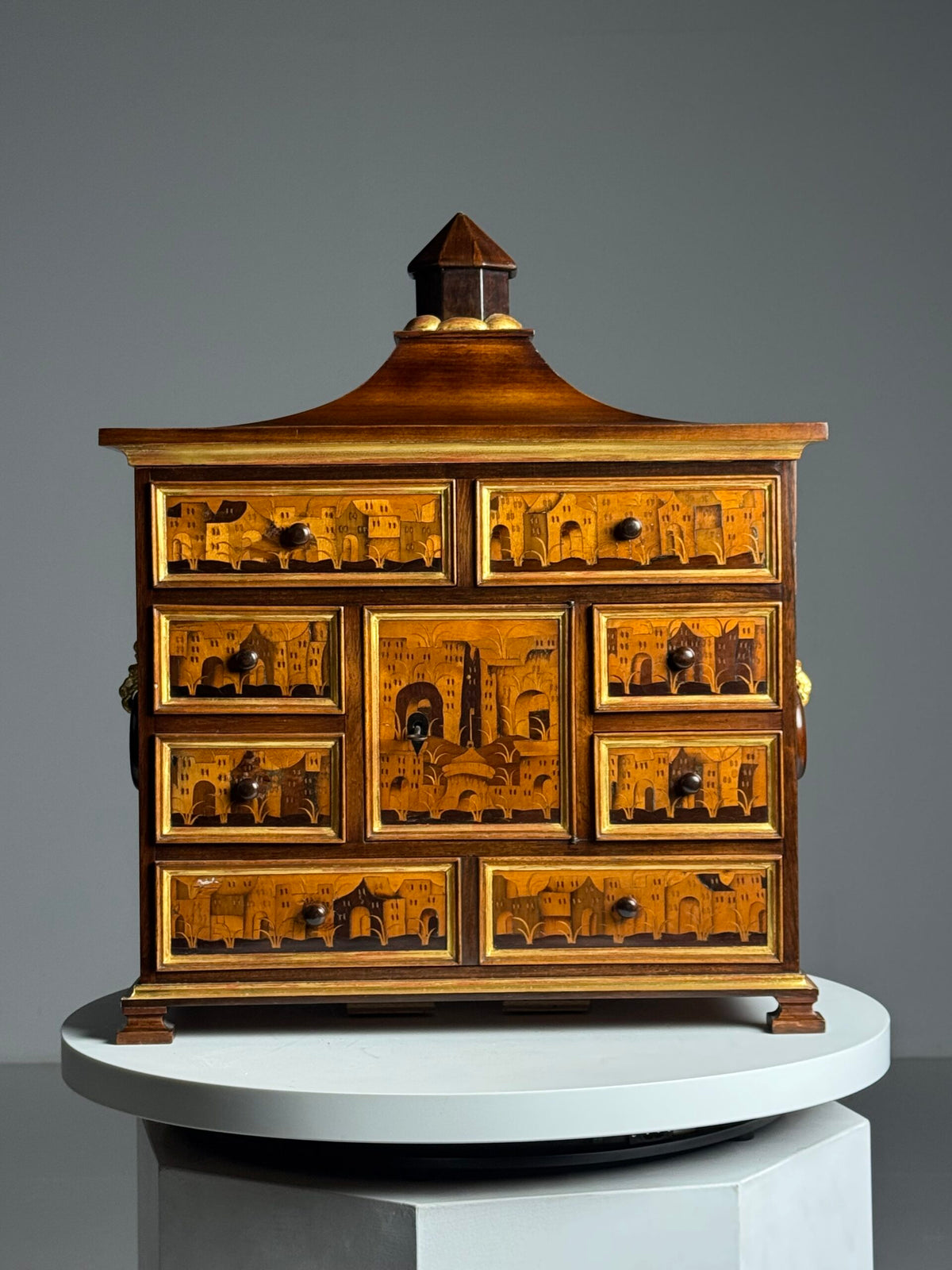18th Century Architectural Marquetry Table Cabinet, photo 1