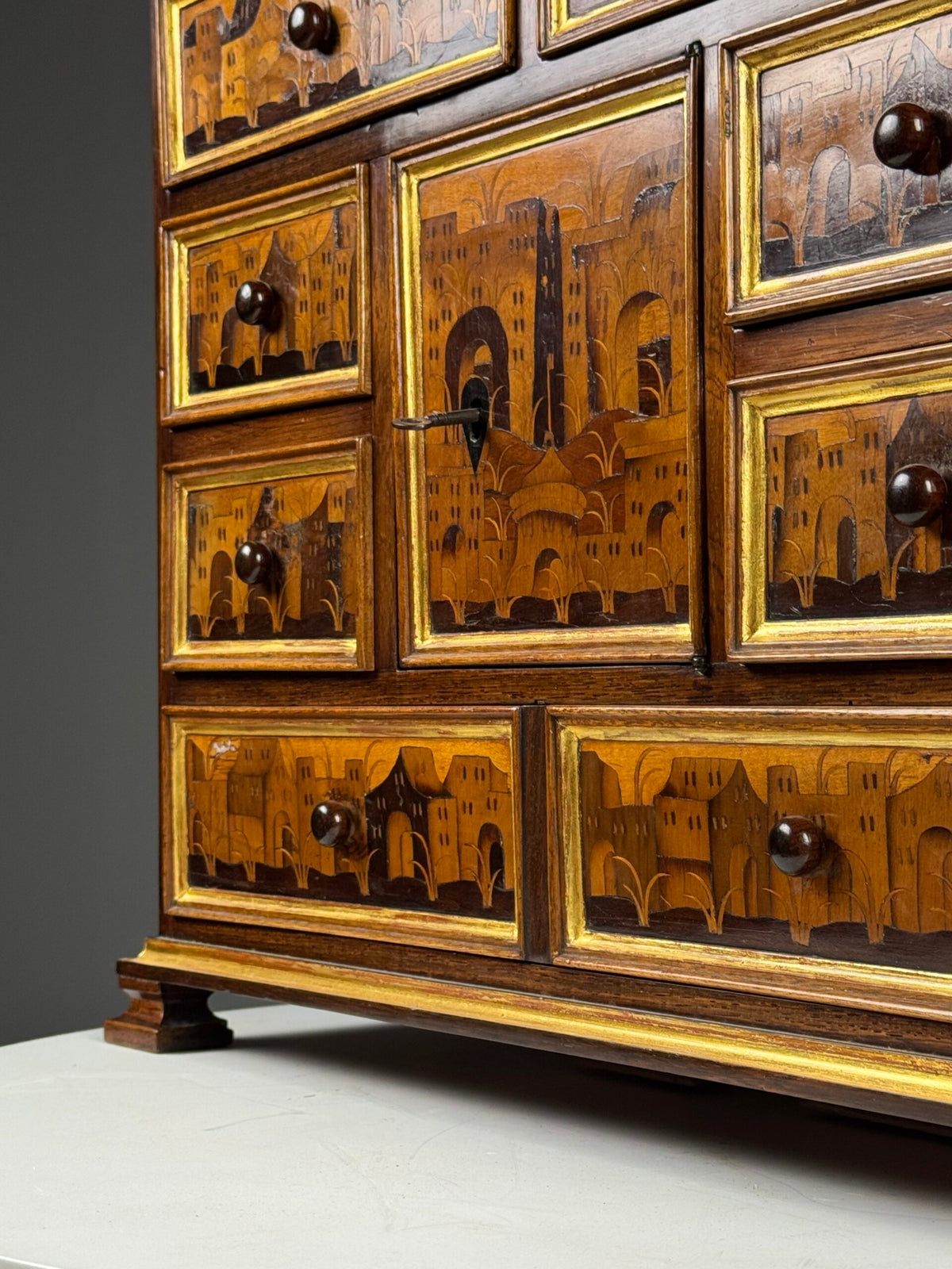18th Century Architectural Marquetry Table Cabinet, photo 17