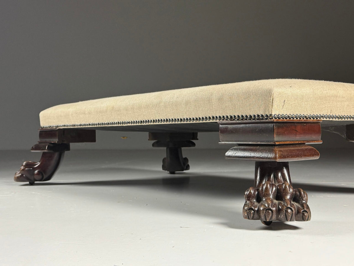 Large 19th Century Footstool with Lion's Claw Feet, photo 2