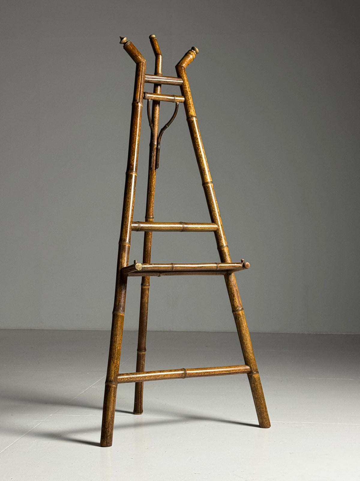 French Faux Bamboo Artist's Easel with Black Lacquer Panel, c. 1900, photo 5