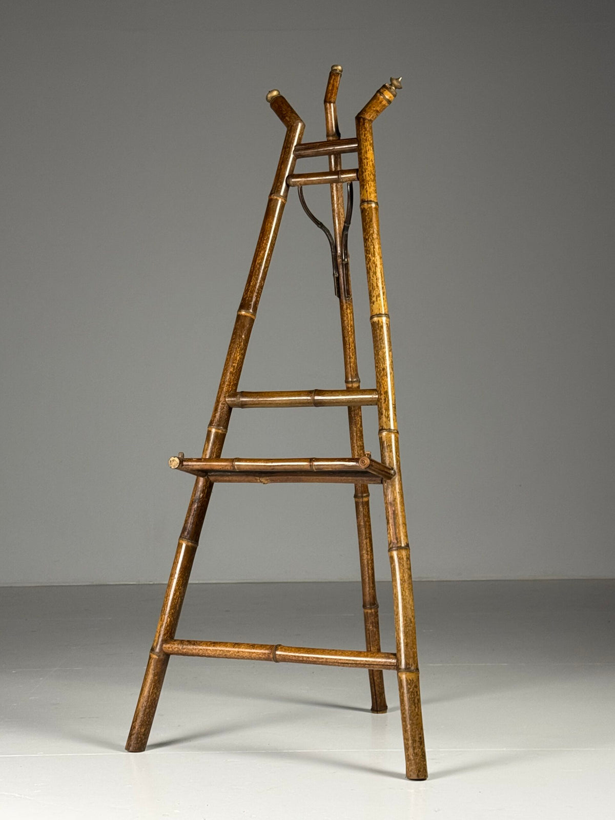 French Faux Bamboo Artist's Easel with Black Lacquer Panel, c. 1900, photo 4