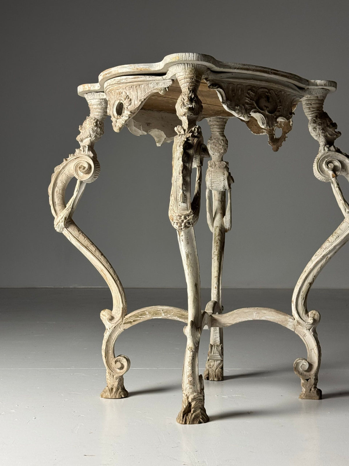 French Carved Side Table with Black Marble Top, Early 19th Century, photo 21