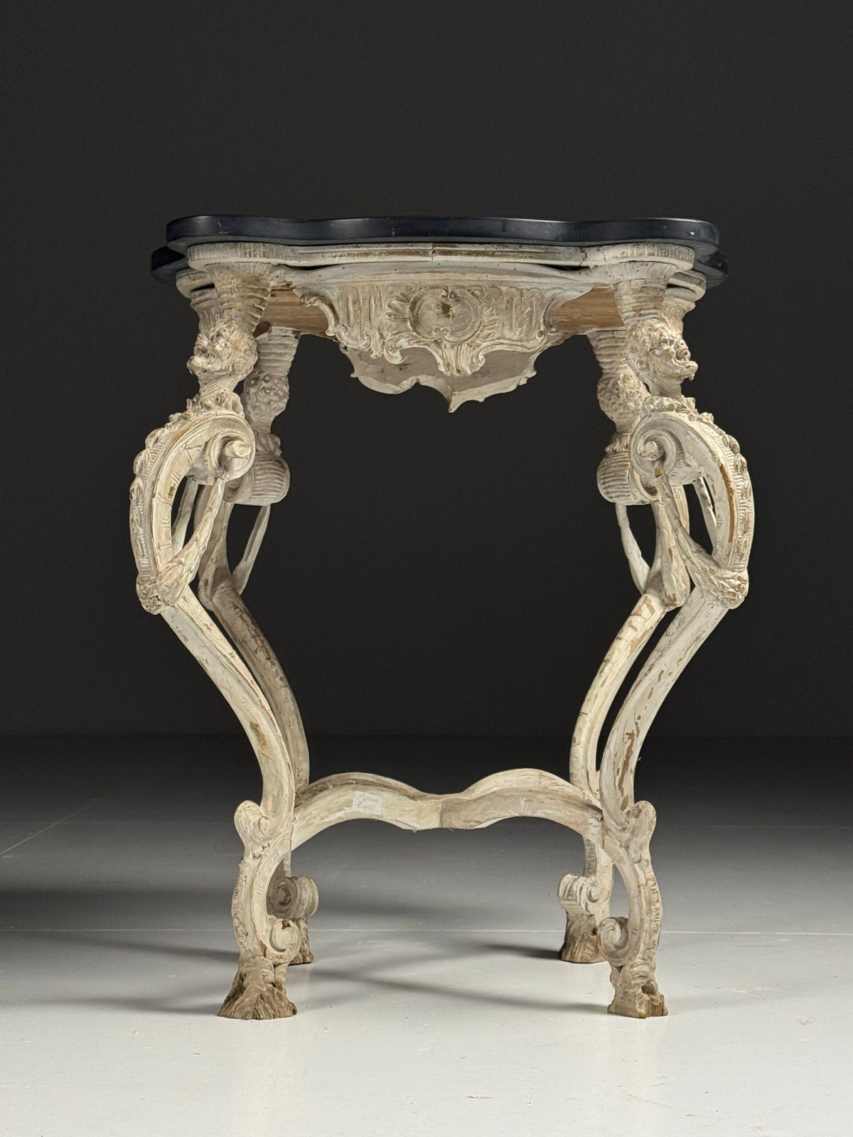 French Carved Side Table with Black Marble Top, Early 19th Century, photo 8