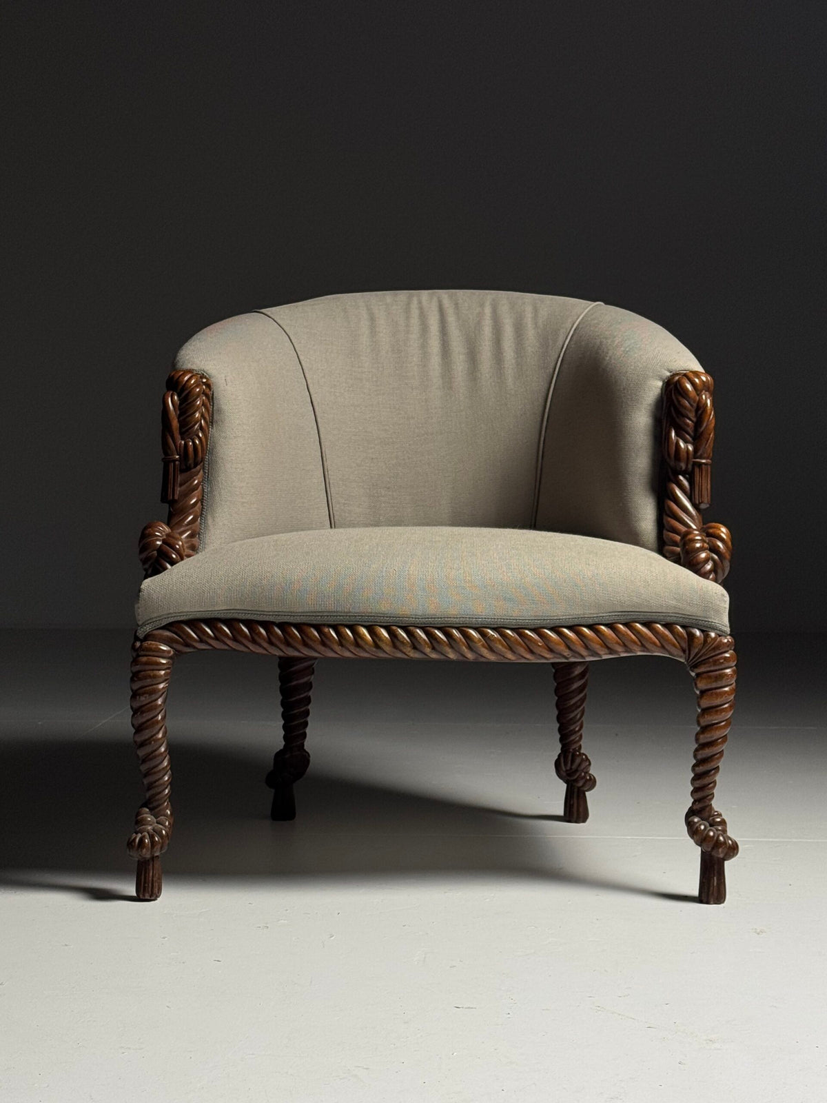 Pair of Napoleon III Style Rope Club Chairs, Early 20th Century, photo 12
