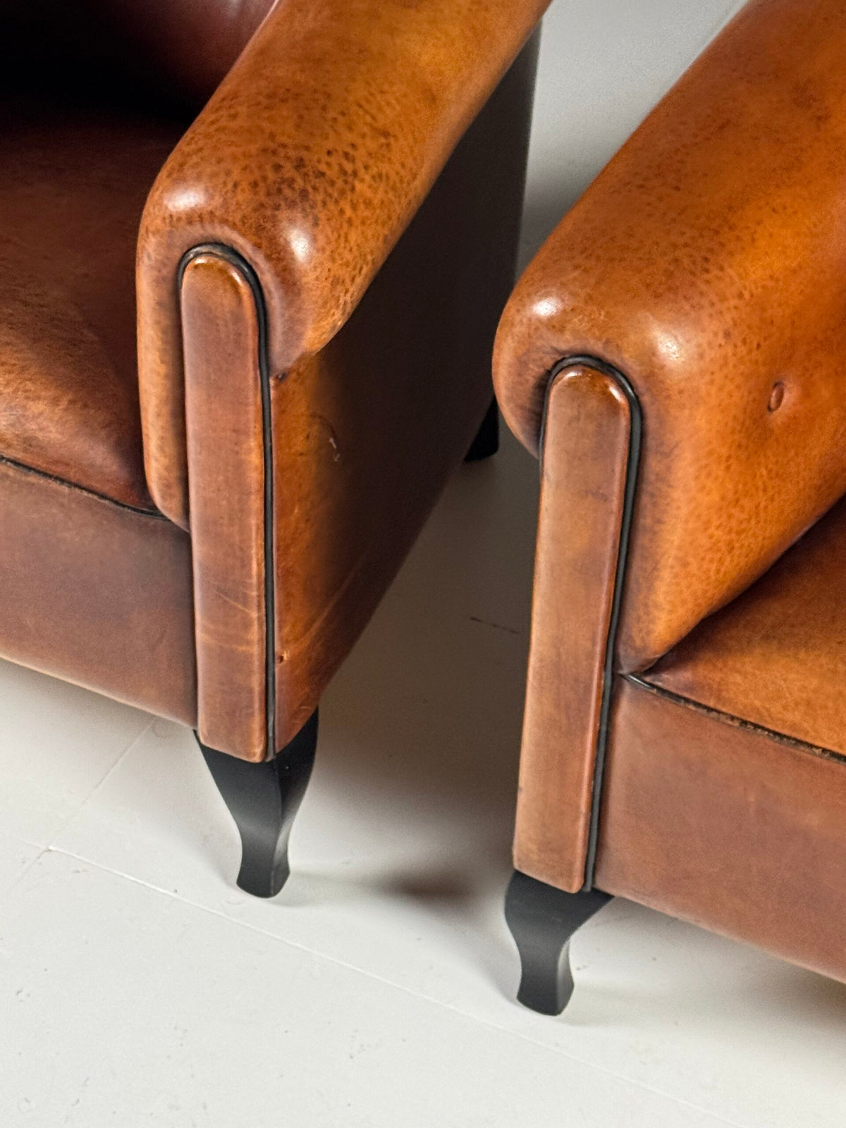 Pair of Sheepskin Leather Club Armchairs, Netherlands, photo 11