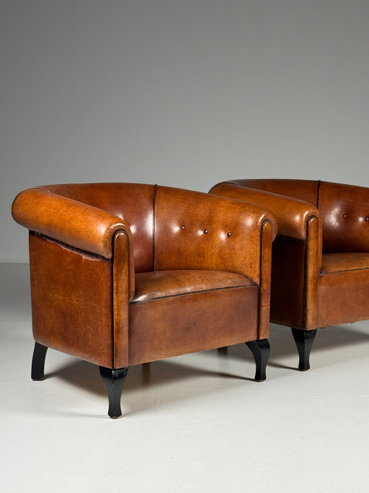 Pair of Sheepskin Leather Club Armchairs, Netherlands, photo 8
