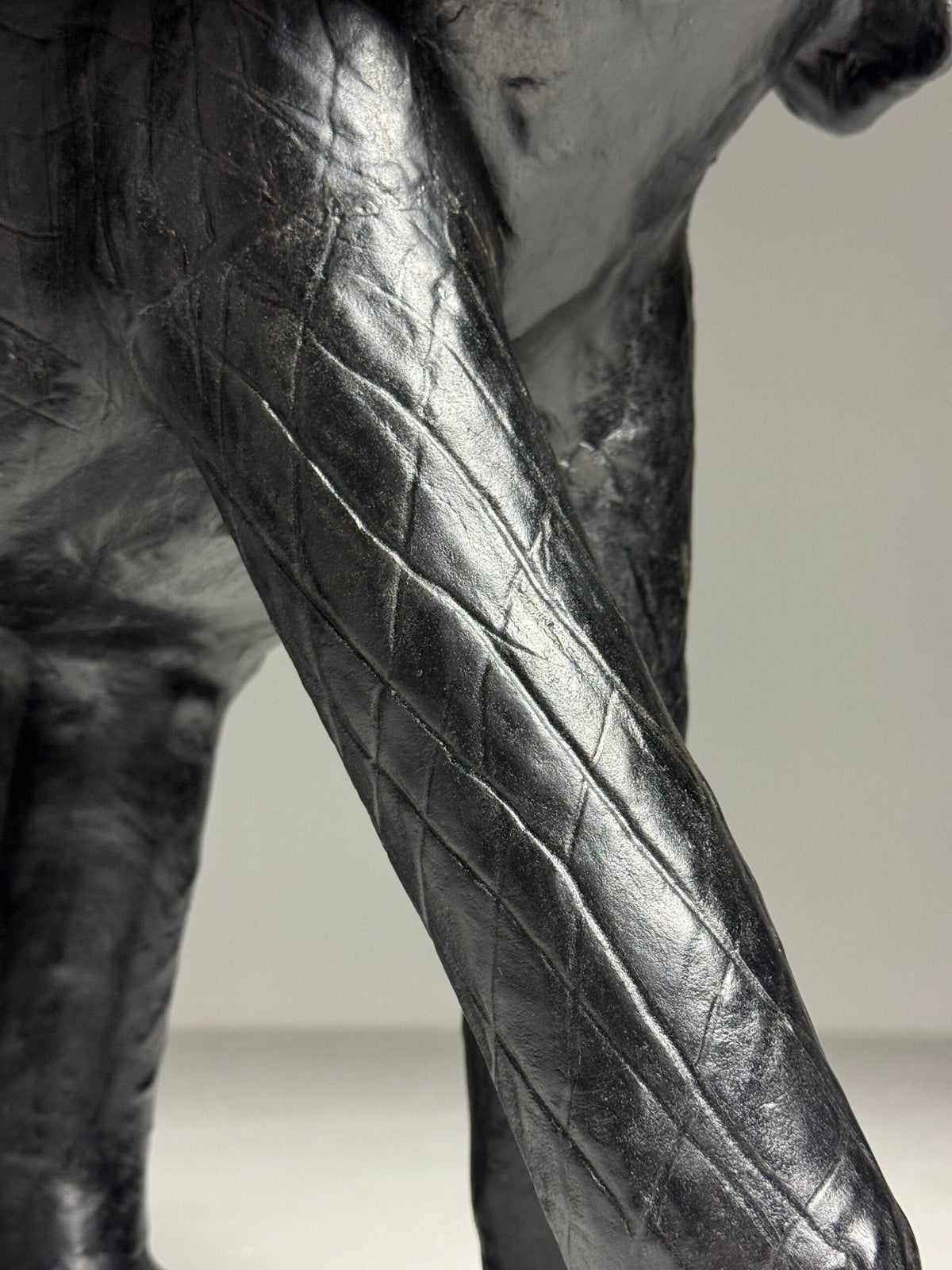 English Leather Covered Elephant Statue, photo 9