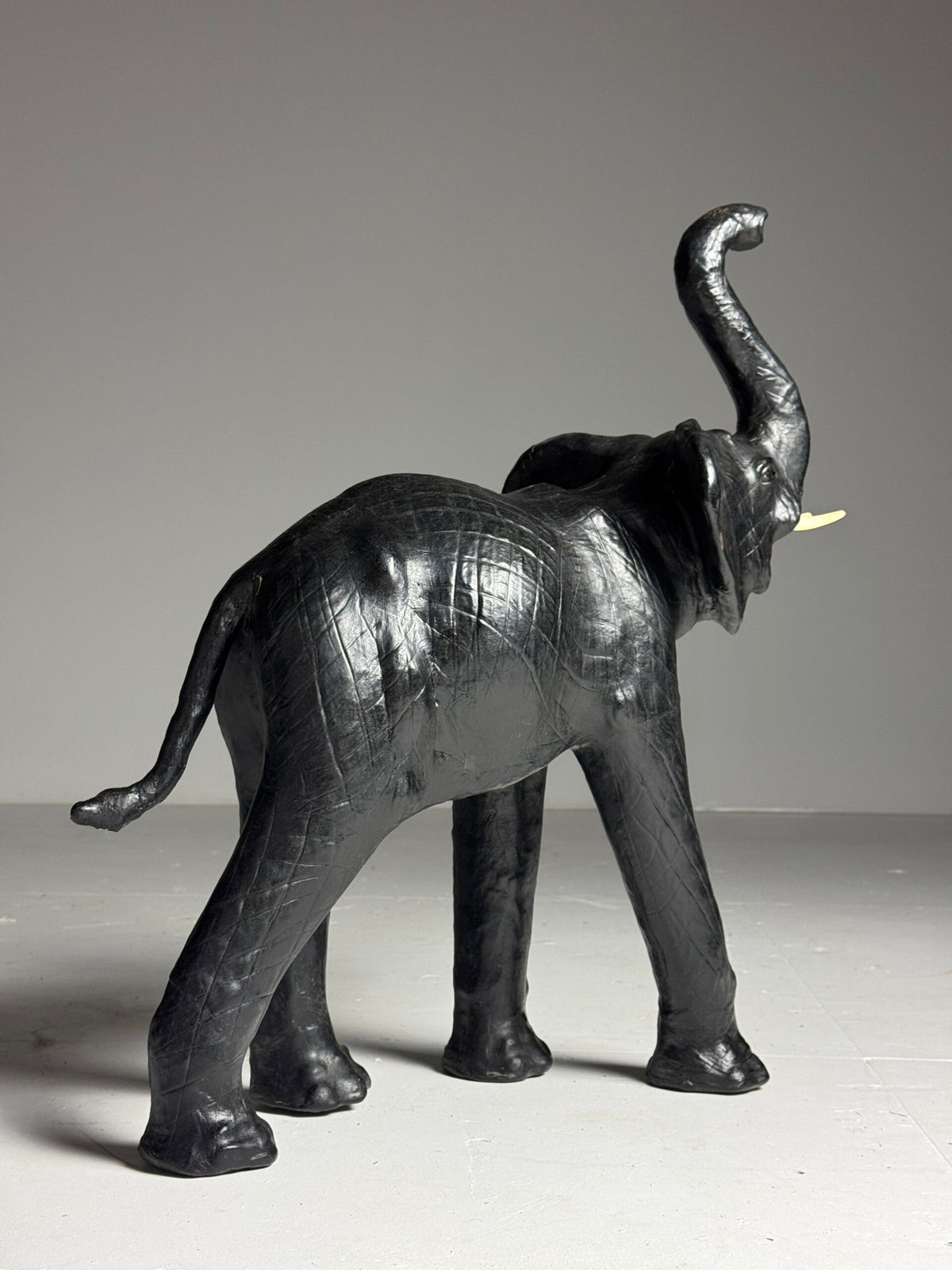 English Leather Covered Elephant Statue, photo 11