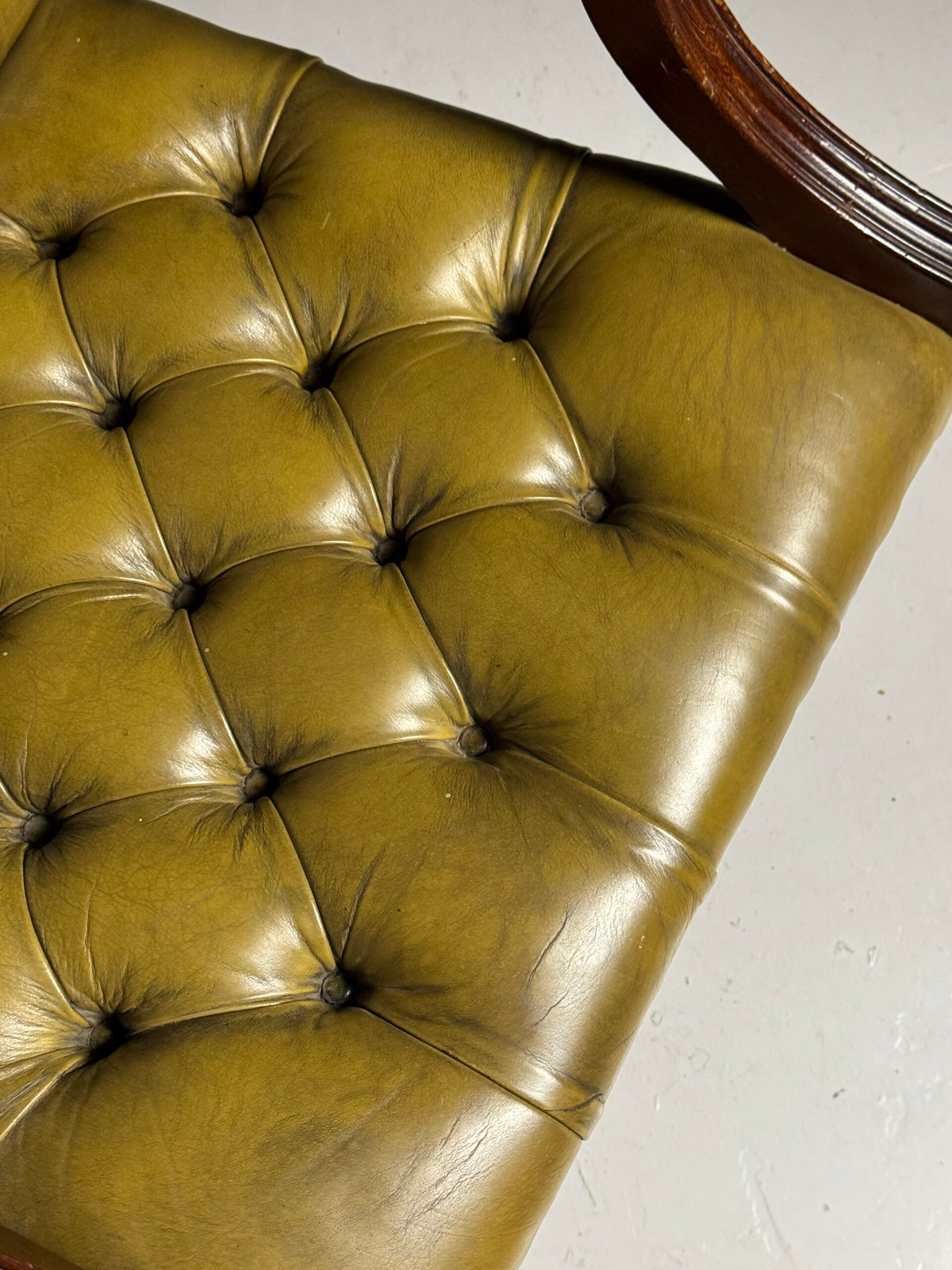 Mid 20th Century Green Leather Buttoned Desk Armchair, photo 22