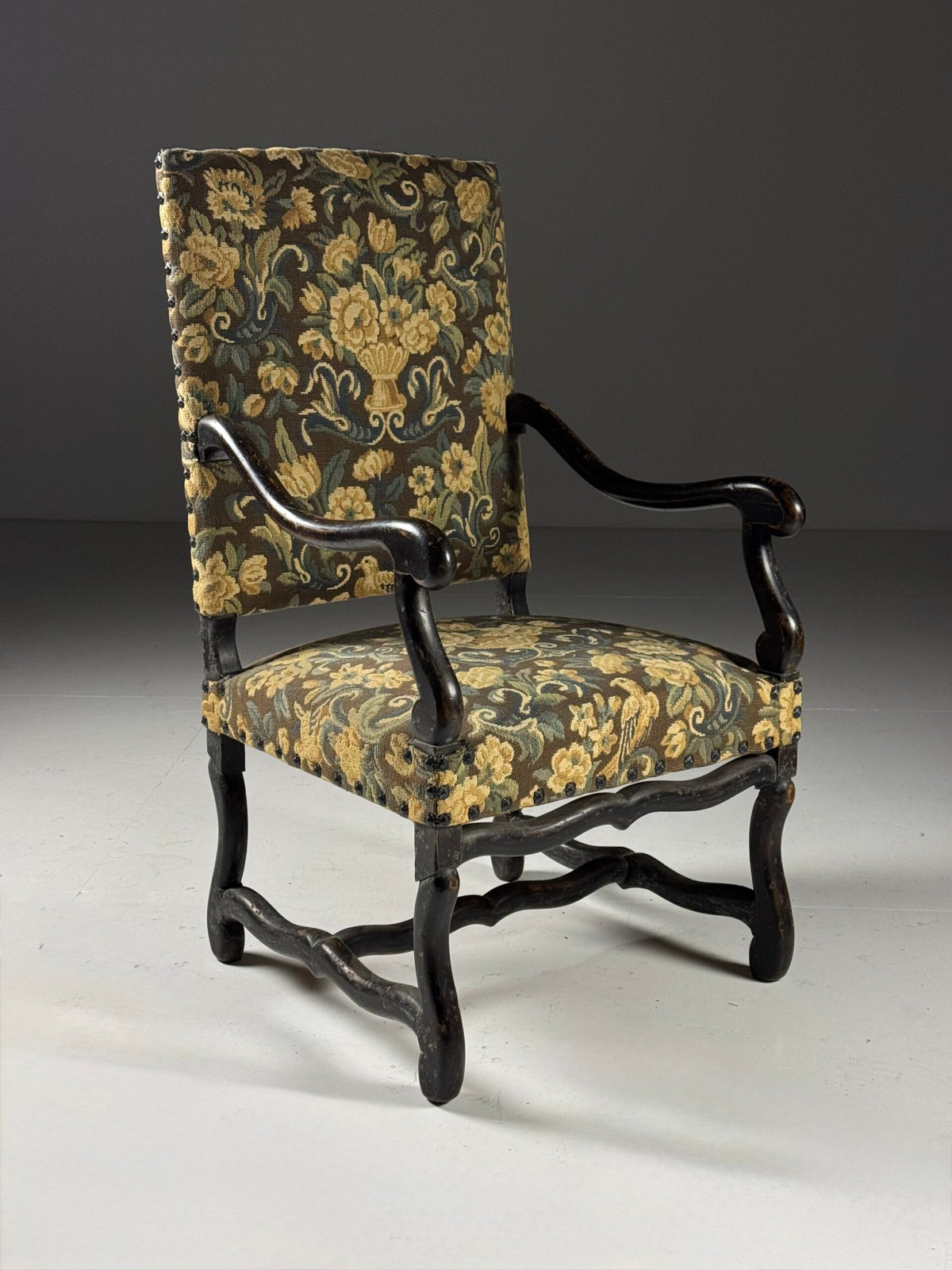 Pair of Large Os de Mouton Armchairs in Tapestry Upholstery, c. 1900, photo 25