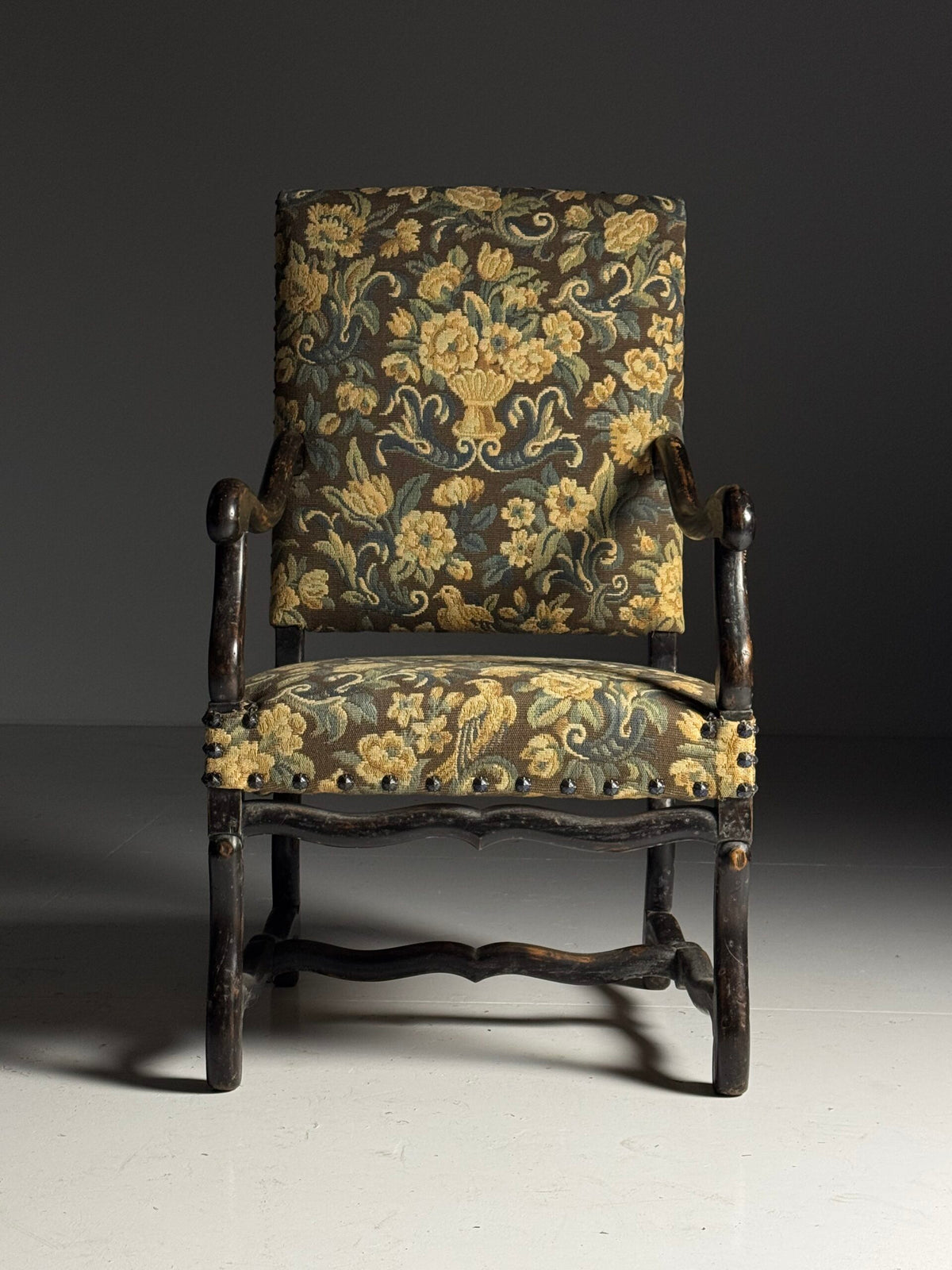 Pair of Large Os de Mouton Armchairs in Tapestry Upholstery, c. 1900, photo 15
