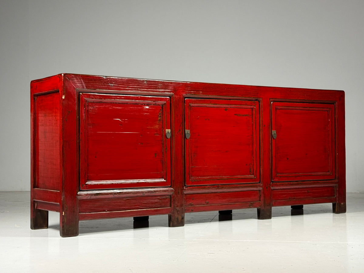 Large Chinese Style Red Lacquer Sideboard, c. 2000, photo 13