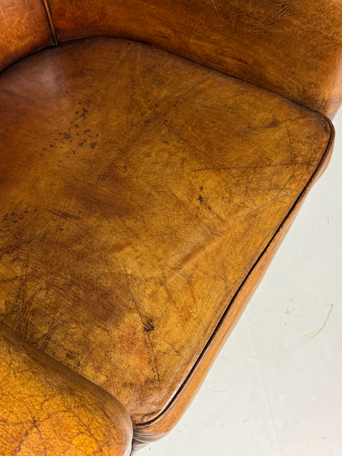 Pair of Dutch Sheepskin Leather Club Armchairs, Late 20th Century, photo 16