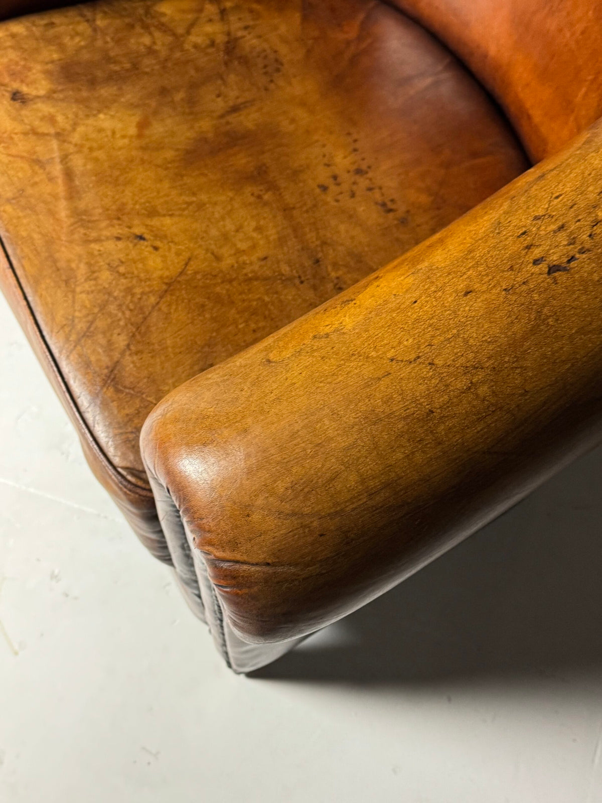Pair of Dutch Sheepskin Leather Club Armchairs, Late 20th Century, photo 17