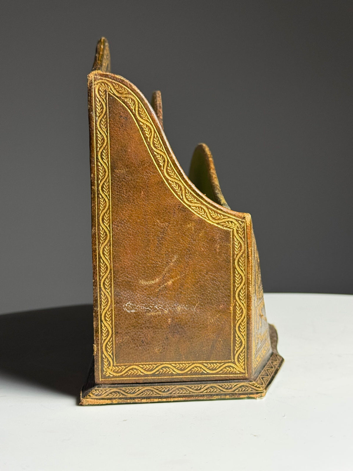 Green and Brown Leather Desk Organiser, France, Early 20th Century, photo 9