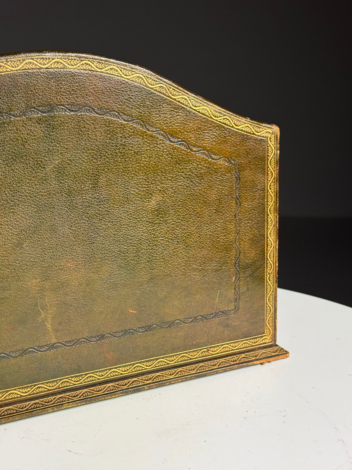 Green and Brown Leather Desk Organiser, France, Early 20th Century, photo 7